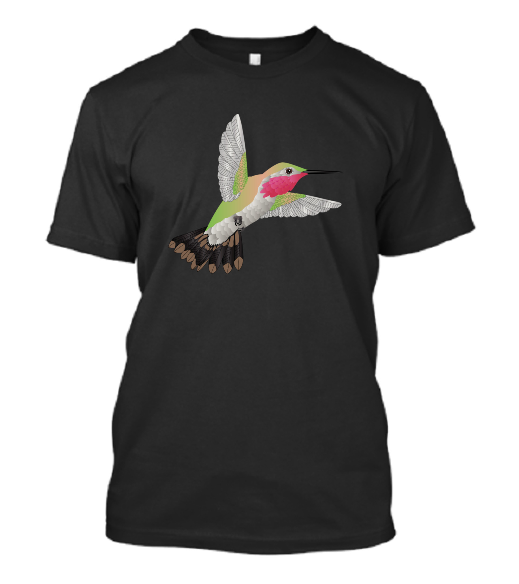 Hummingbird Colorful Pink And Green Wings T-Shirt