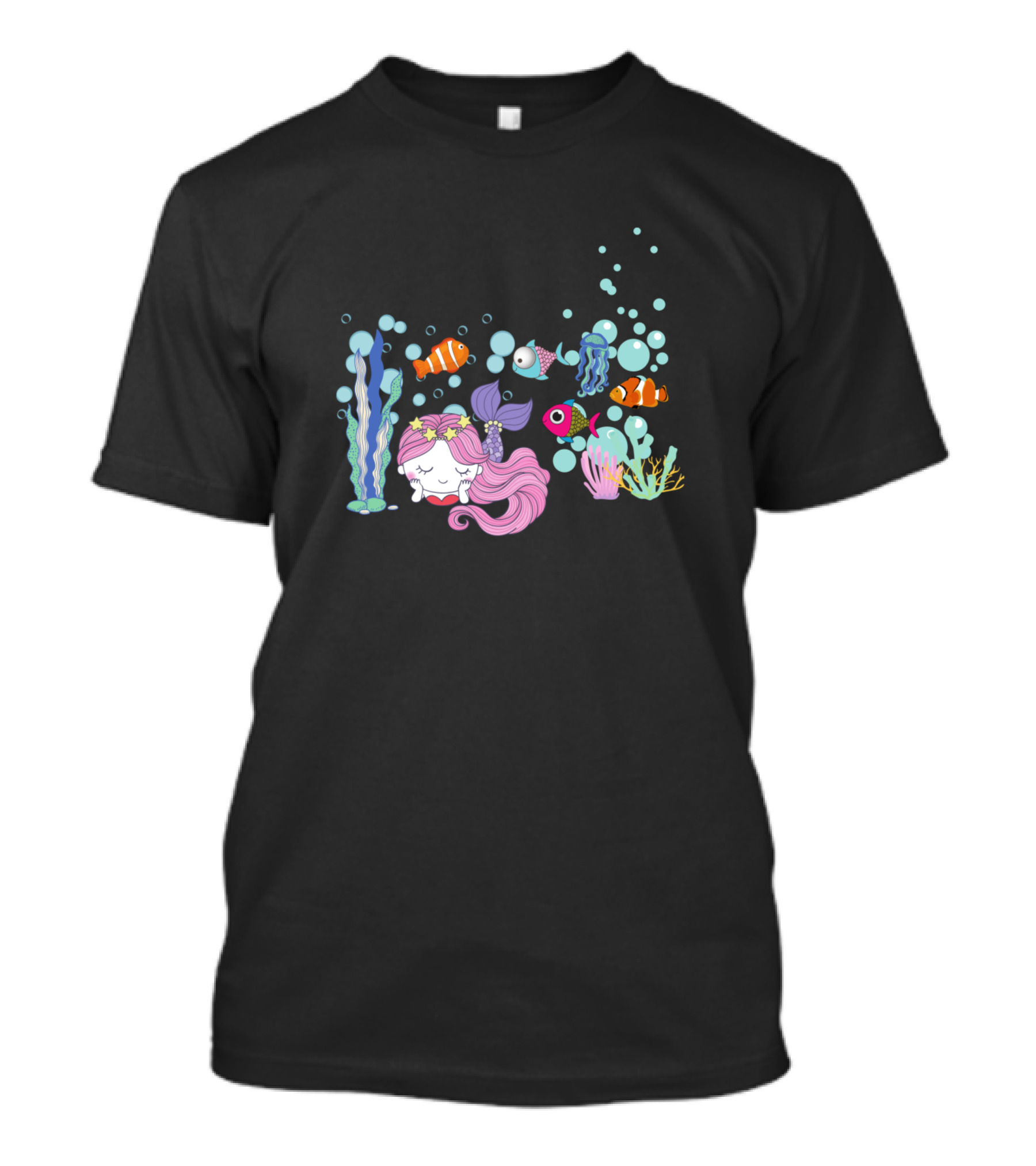 Im Not Hungry Panda Cute Mermaid And Fish Underwater Scene T-Shirt