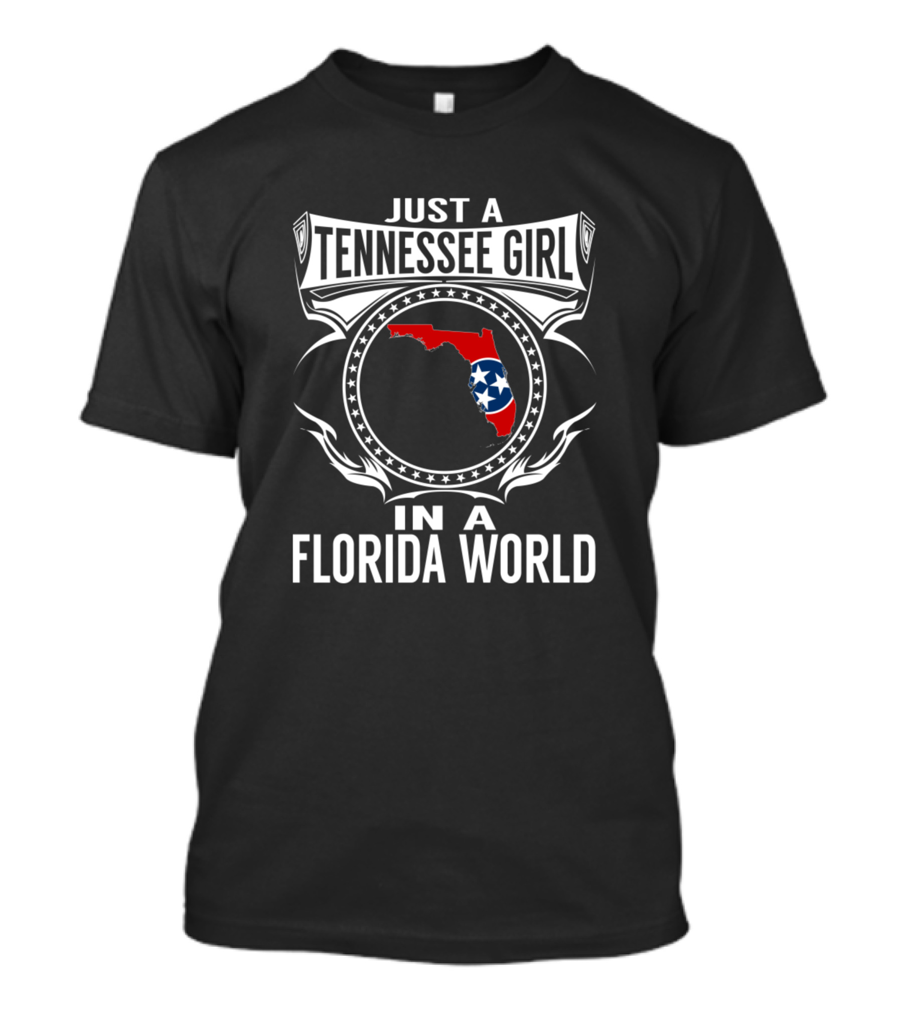 Tennessee Girl In Florida With Tennessee Flag Symbol In Circle T-Shirt