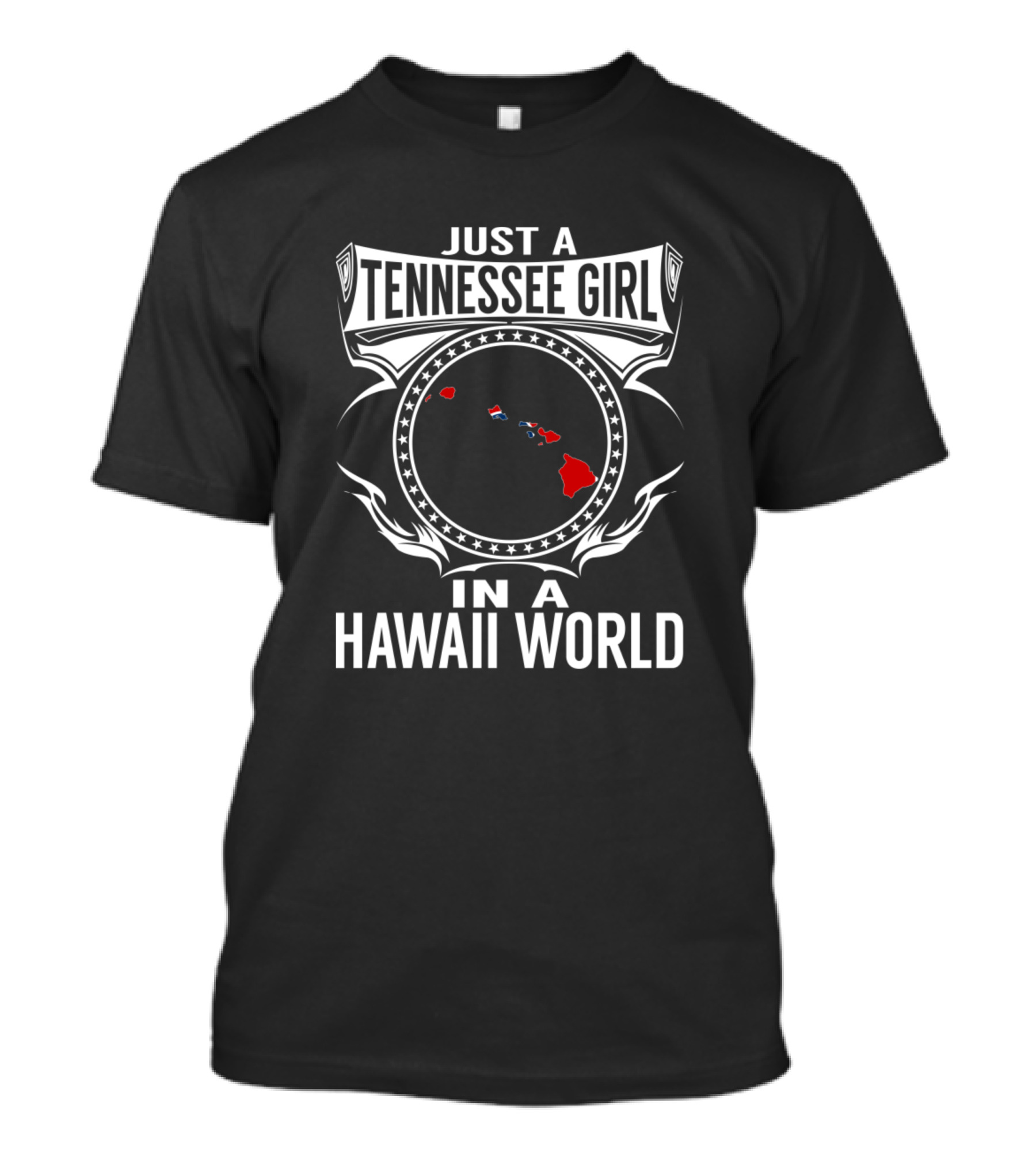 Tennessee Girl Living In A Hawaii World With Island Map T-Shirt