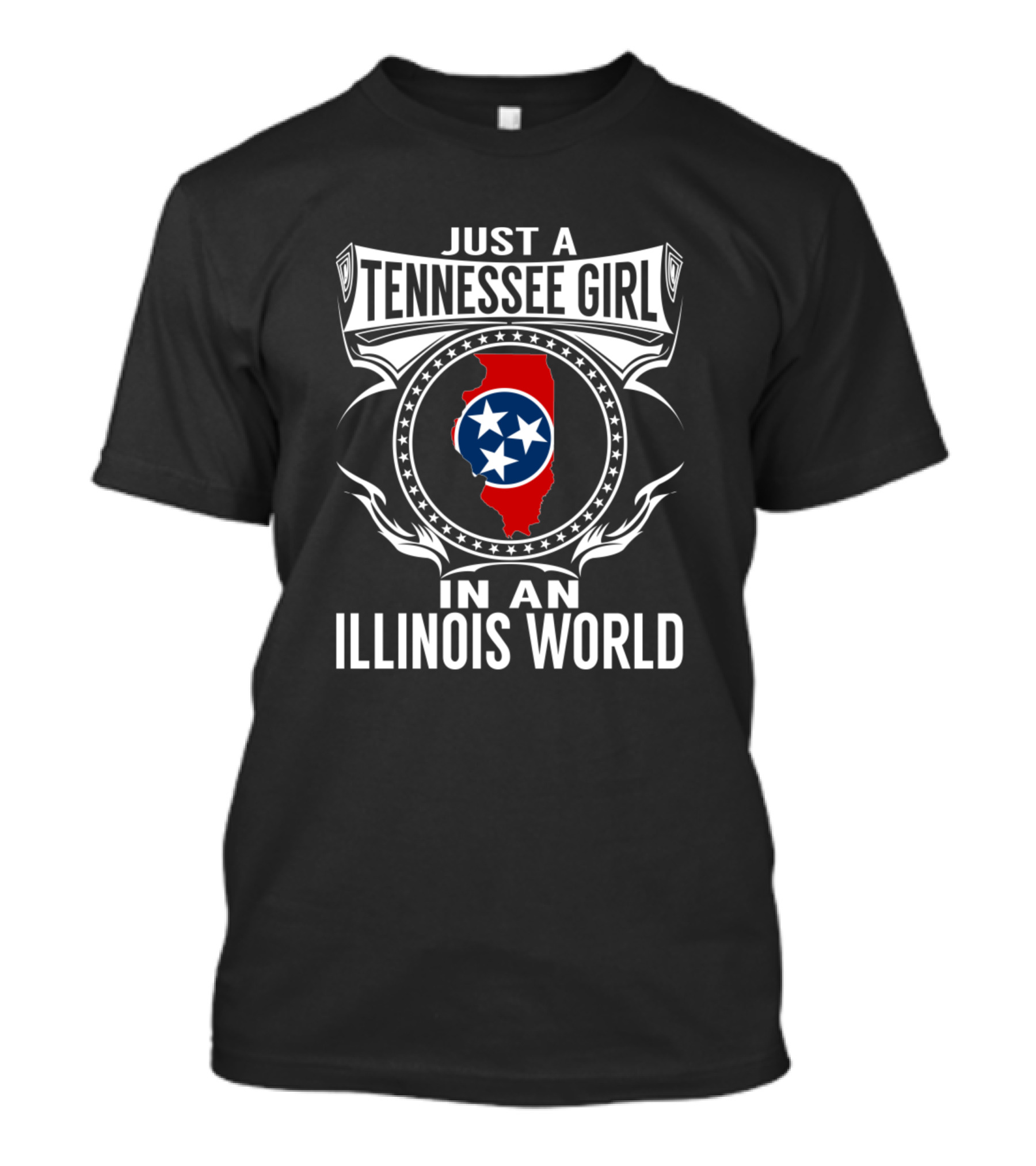 Tennessee Girl Living In Illinois World With State Pride Emblem T-Shirt