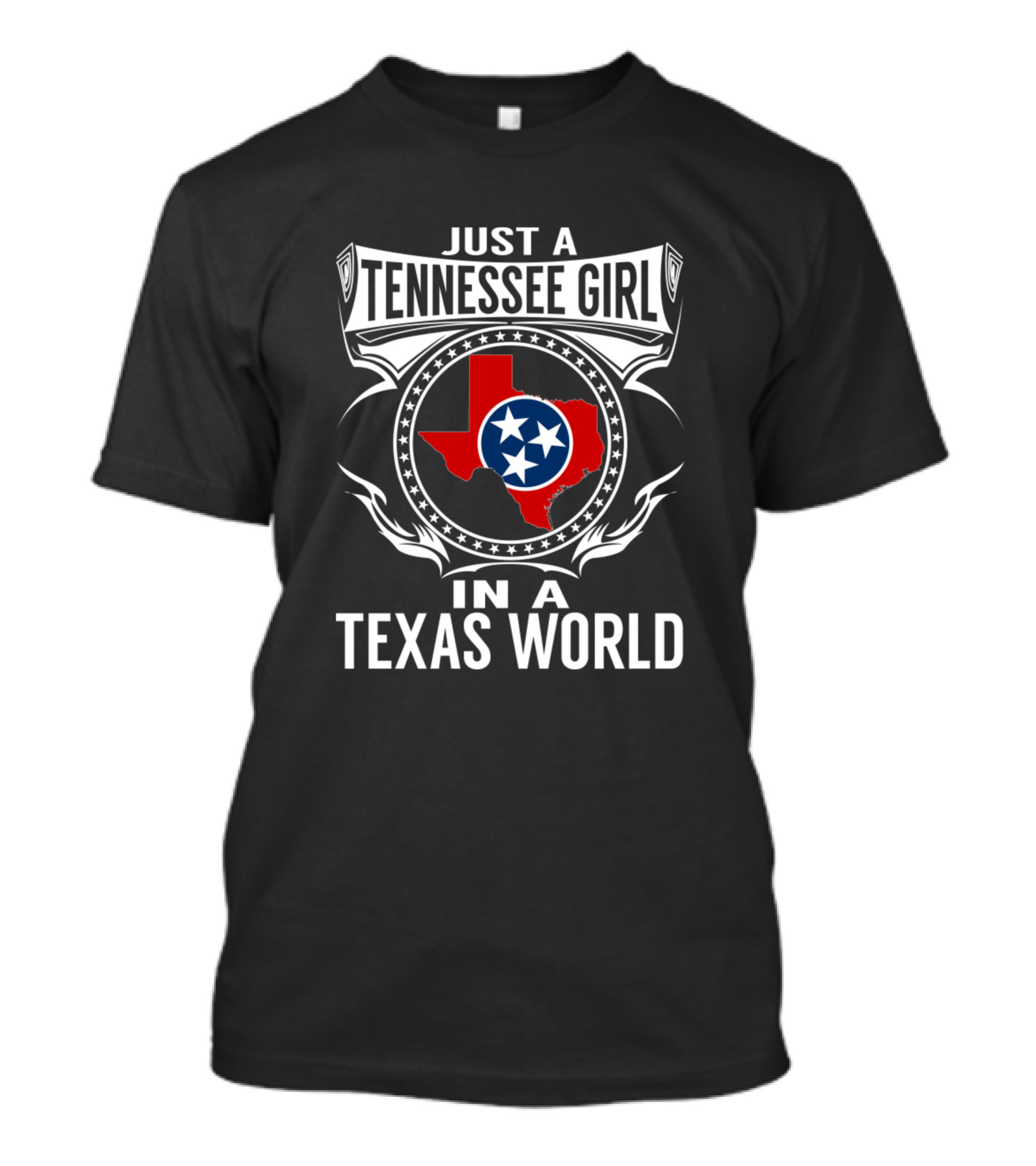 Just A Tennessee Girl In A Texas World With State Flag Symbols T-Shirt