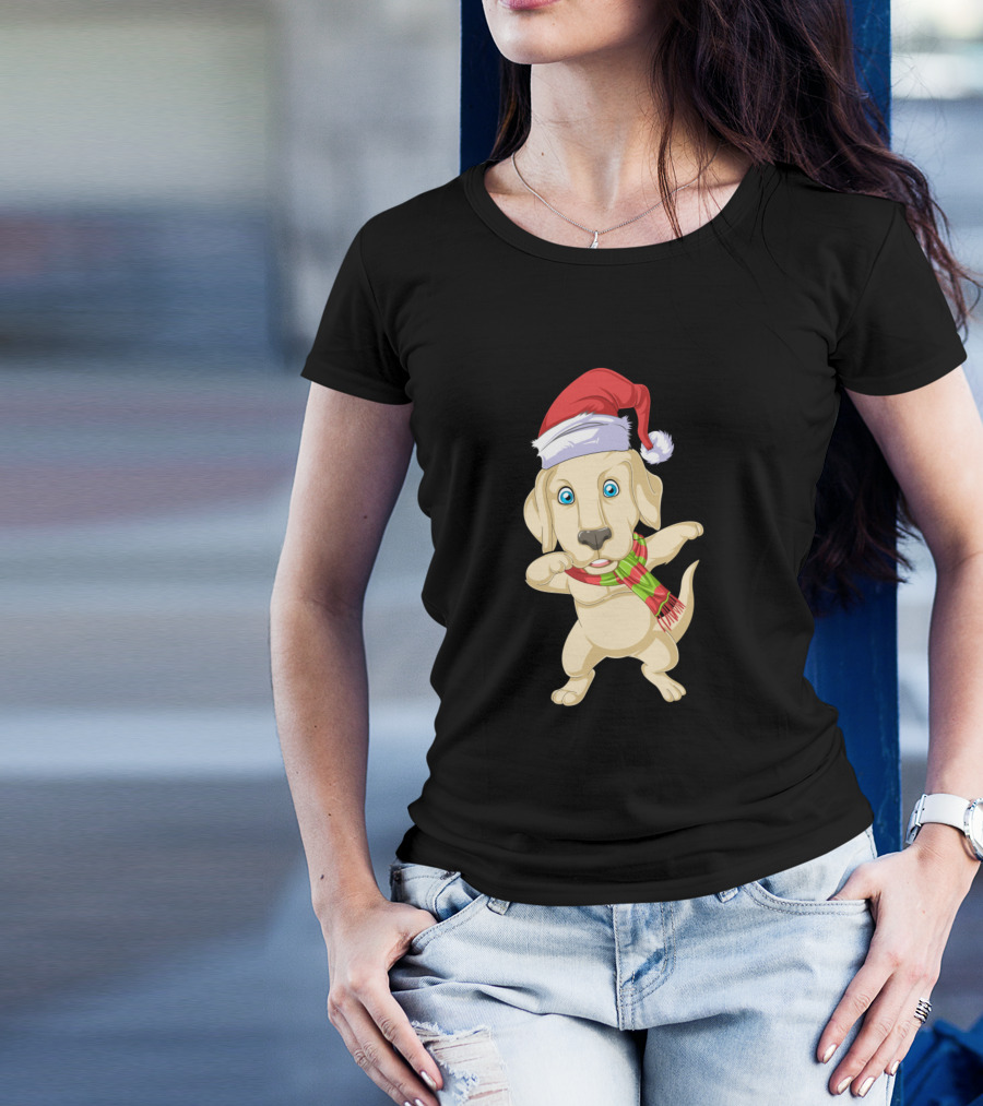 Labrador Dabbing Christmas Santa Hat Festive Scarf T-Shirt