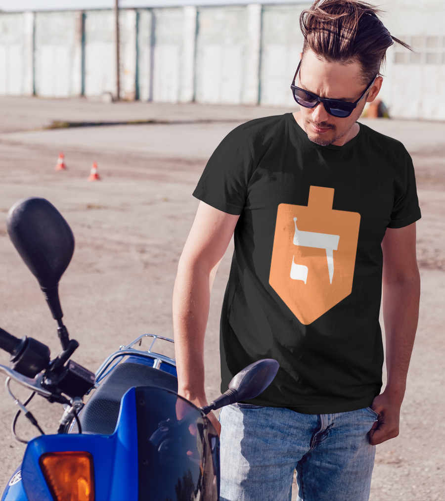 Orange Dreidel Symbol Hanukkah Letter Hey T-Shirt