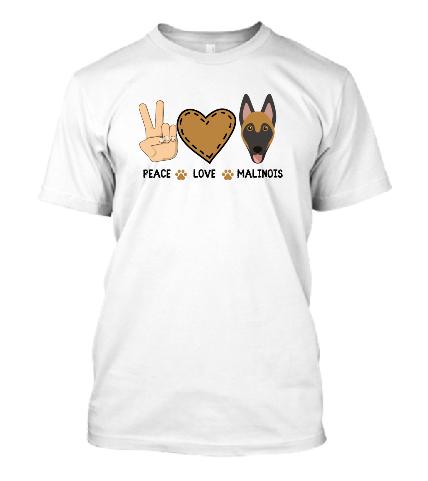Peace Love Malinois Dog Paw Heart T-Shirt