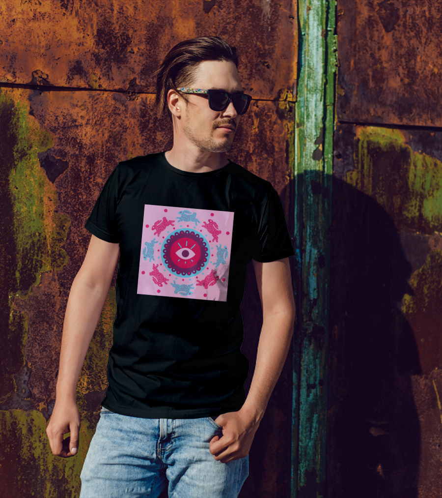 Eye Symbol With Rabbits And Mystical Illuminati Elements T-Shirt