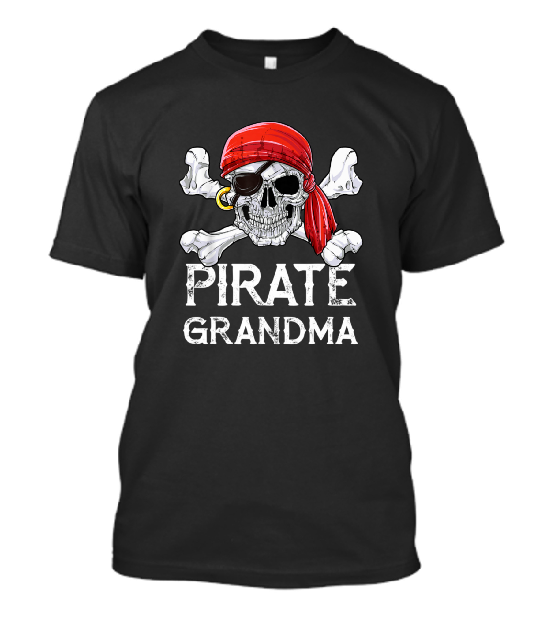 Pirate Grandma Skull Crossbones Red Bandana Eyepatch T-Shirt