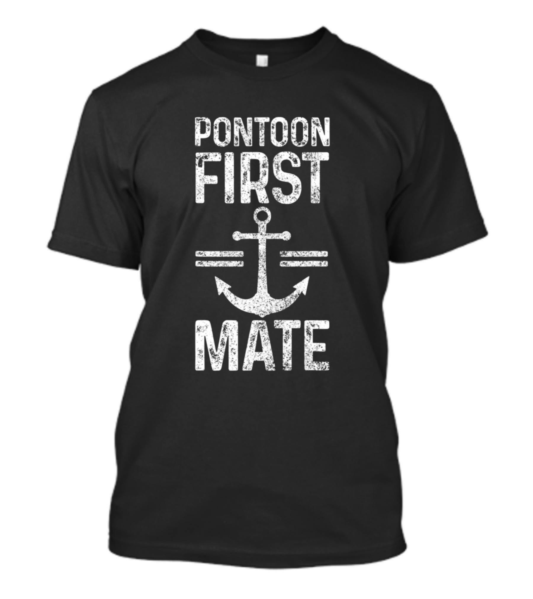Pontoon First Mate Captain Funny Pontoon Boat Nautical Anchor T-Shirt