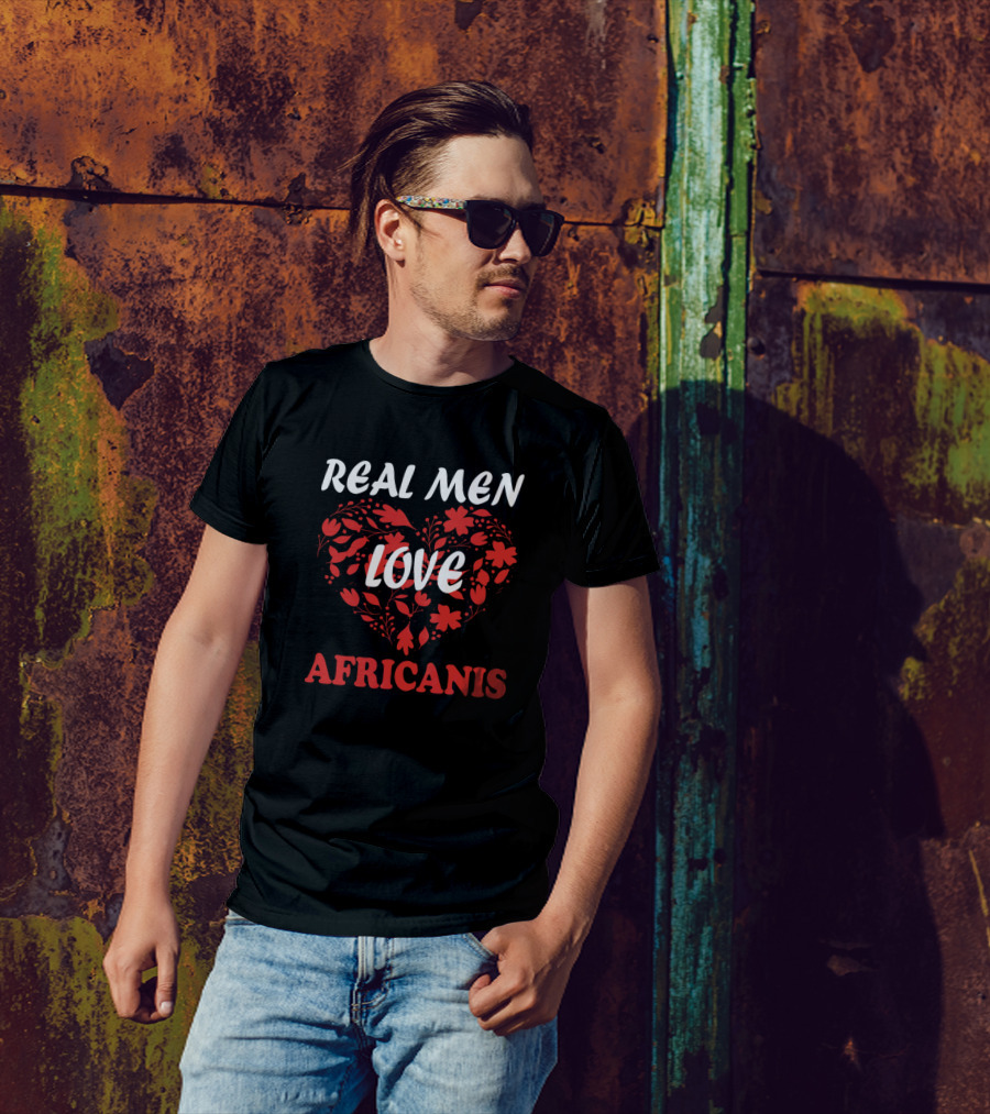 REAL MEN LOVE AFRICANIS RED LEAF HEART T-Shirt