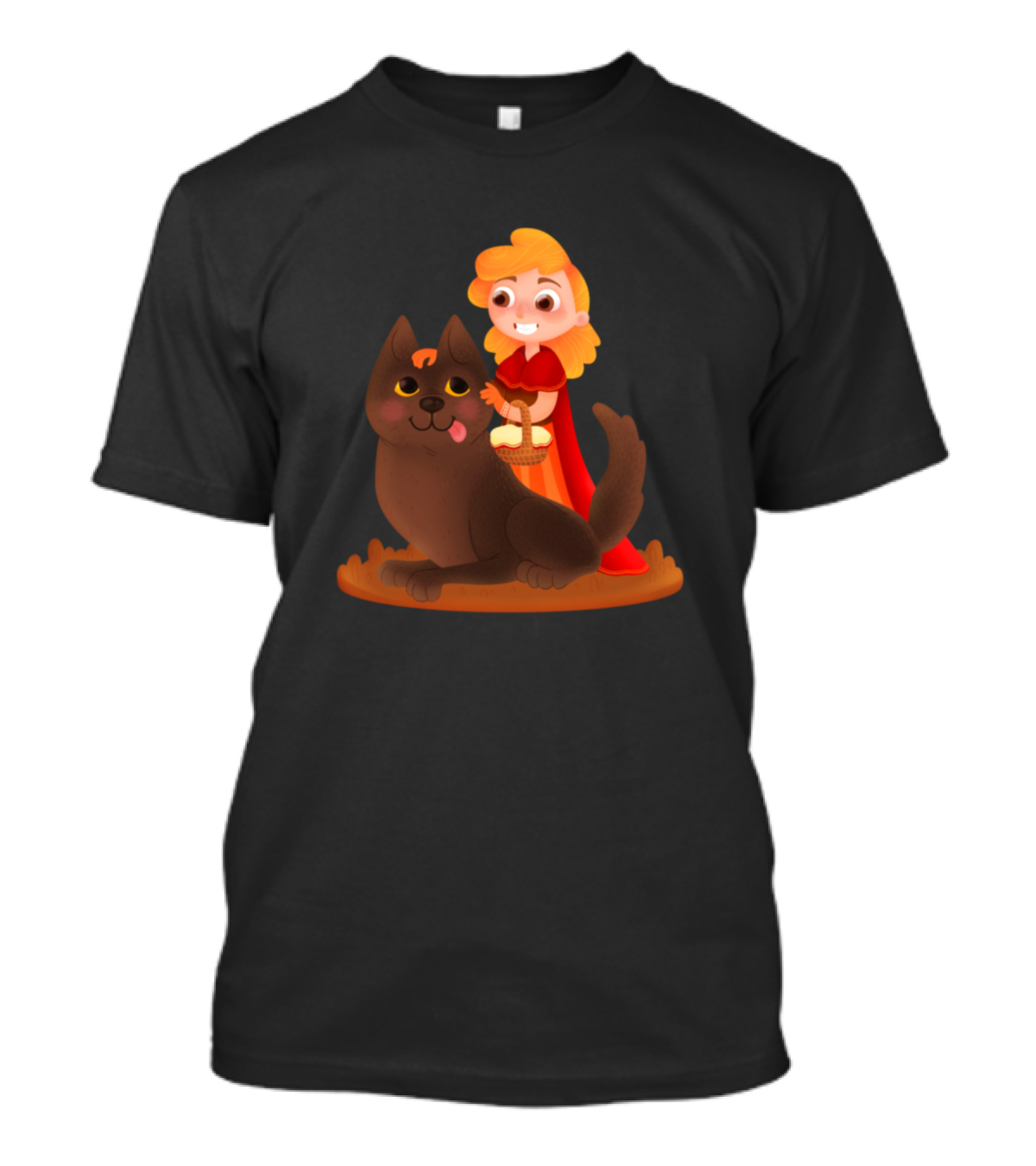 Redhood Riding Hood With Cartoon Wolf T-Shirt
