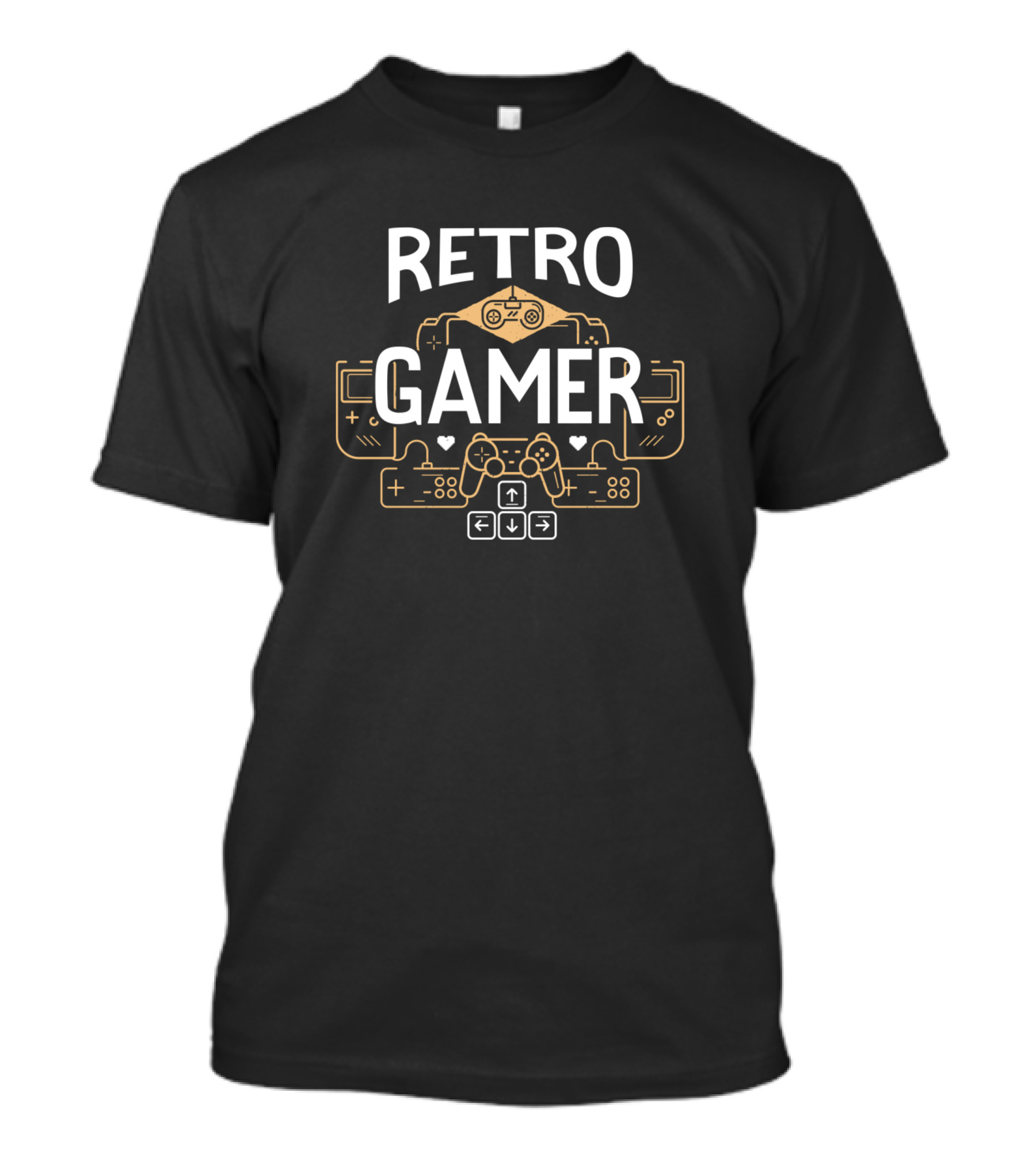 Retro Gamer Emblem Classic Gaming Controllers Icons T-Shirt