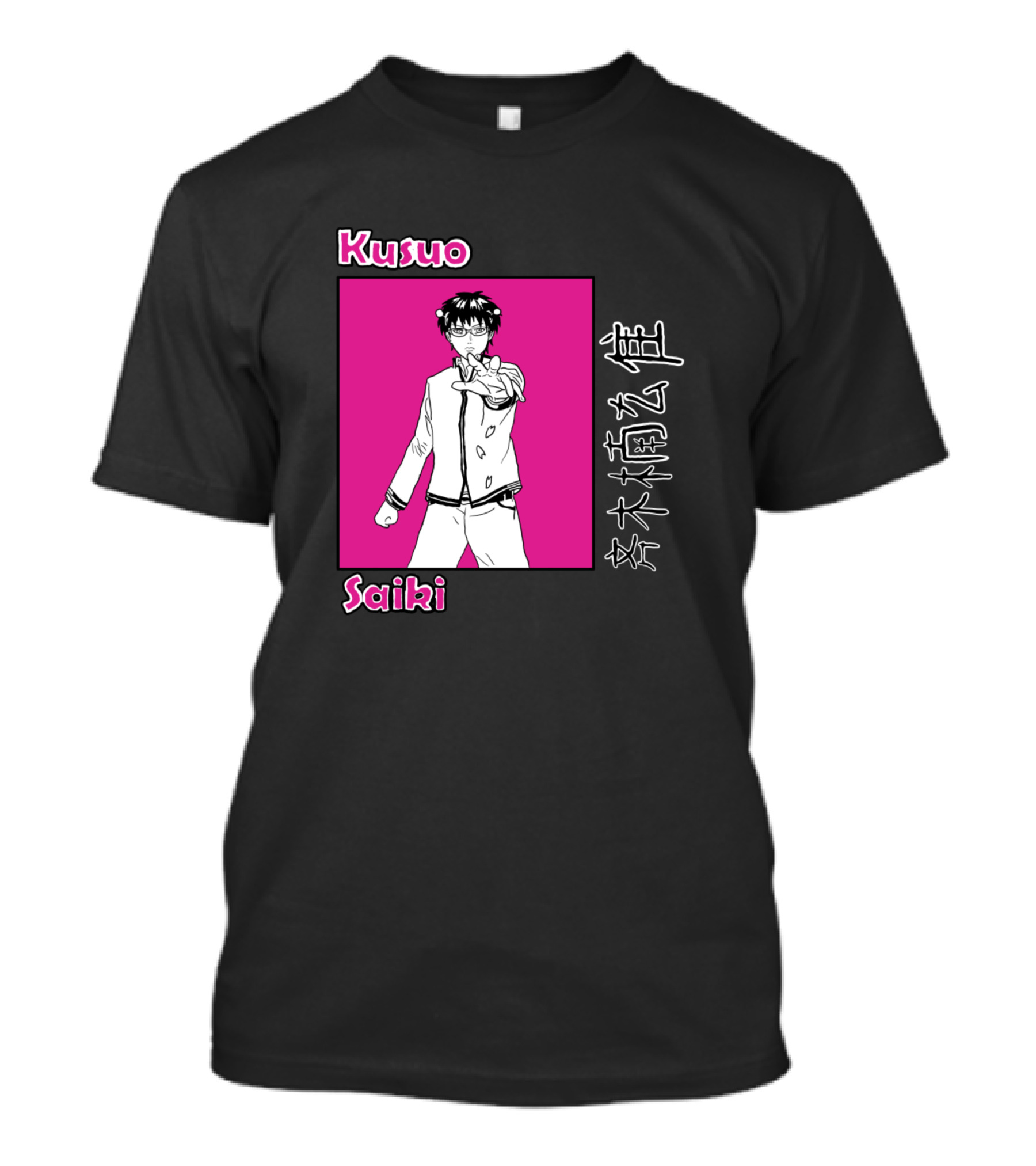 Kusuo Saiki Pink Background Anime Character T-Shirt