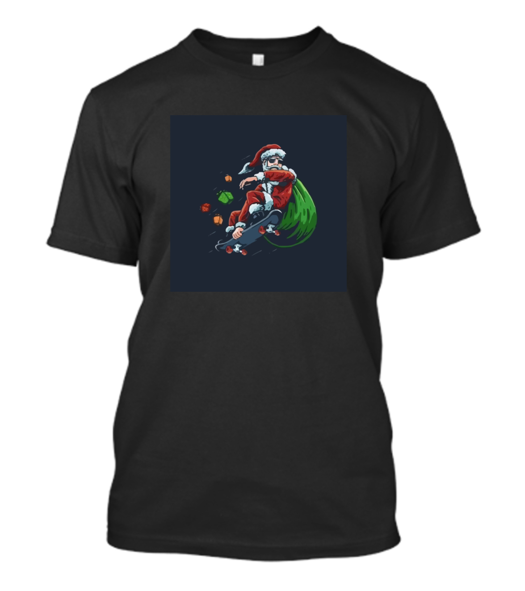 Skateboarding Santa Claus Daddy Ilustracao Modern Christmas Holiday T-Shirt