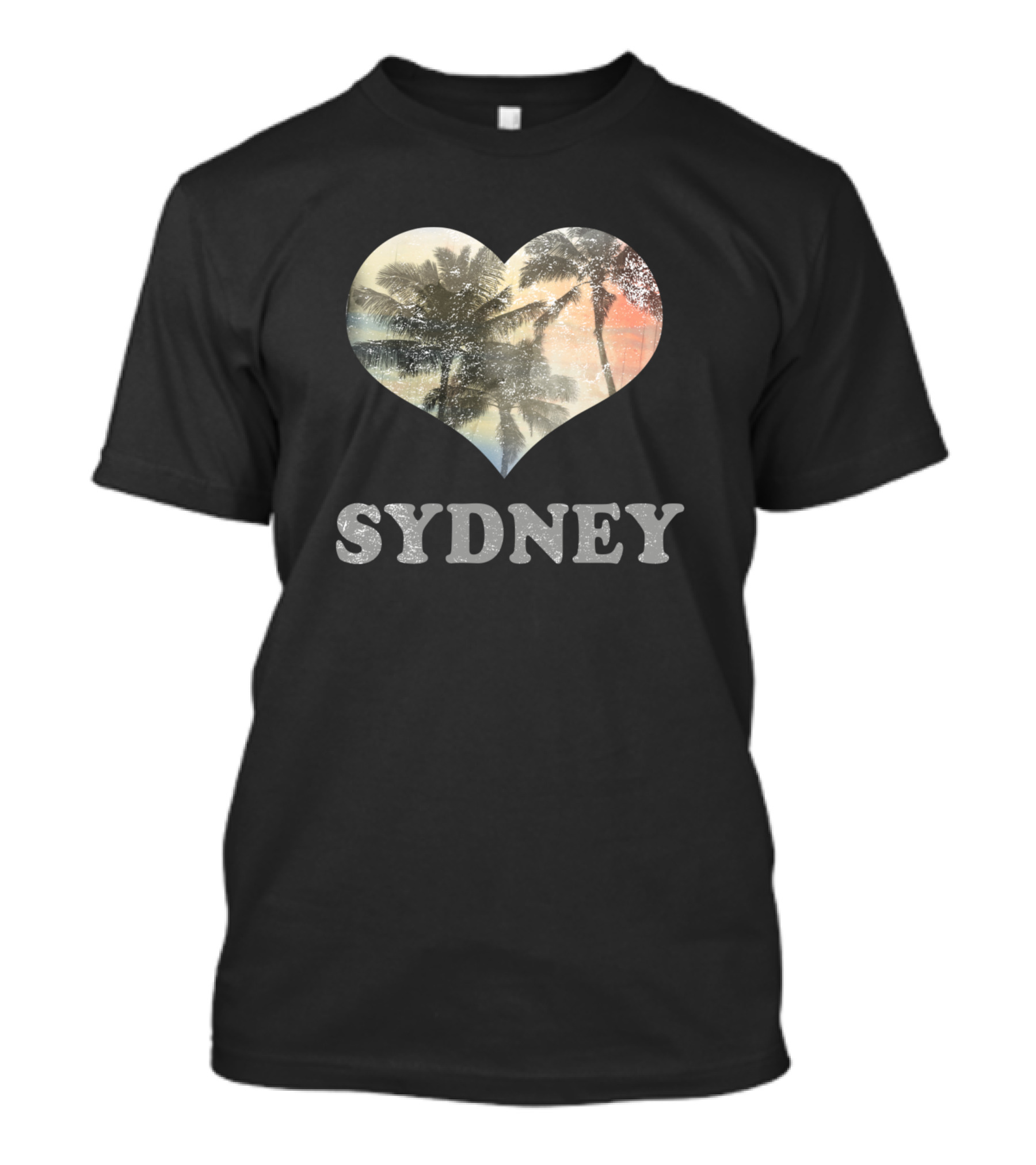 Sydney Palm Tree Heart Beach Vacation Souvenir T-Shirt