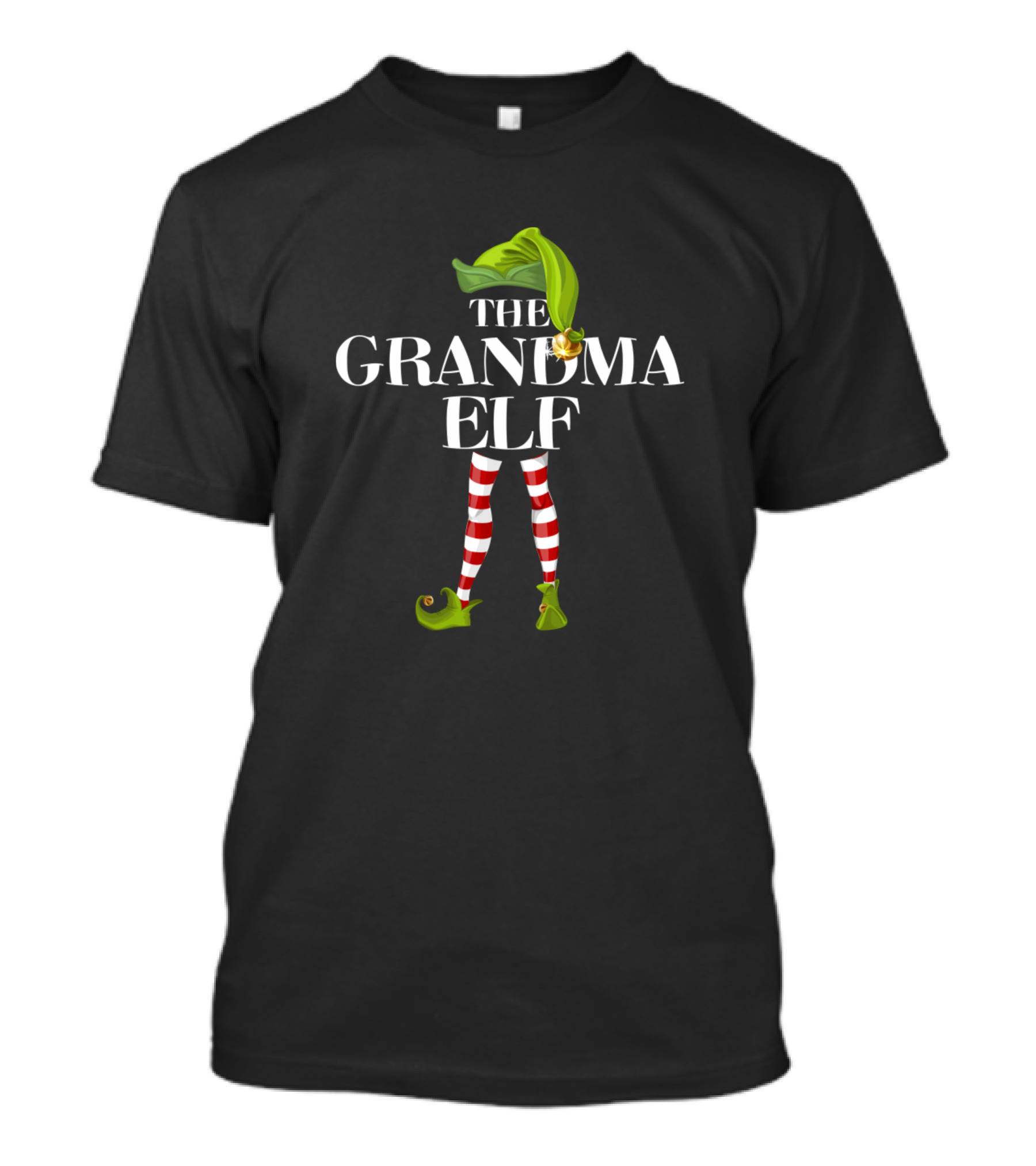 THE GRANDMA ELF Green Hat Red Striped Legs T-Shirt