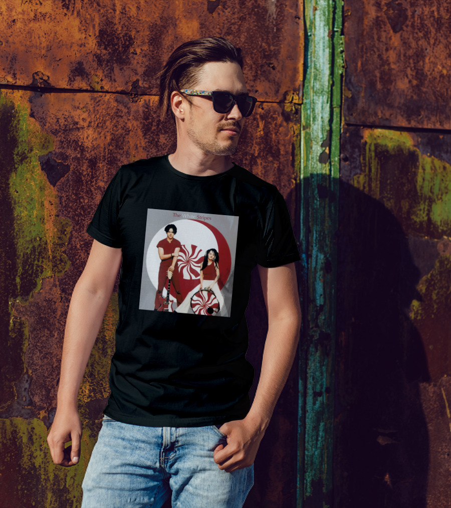 The White Stripes Band With Red And White Peppermint Swirl T-Shirt