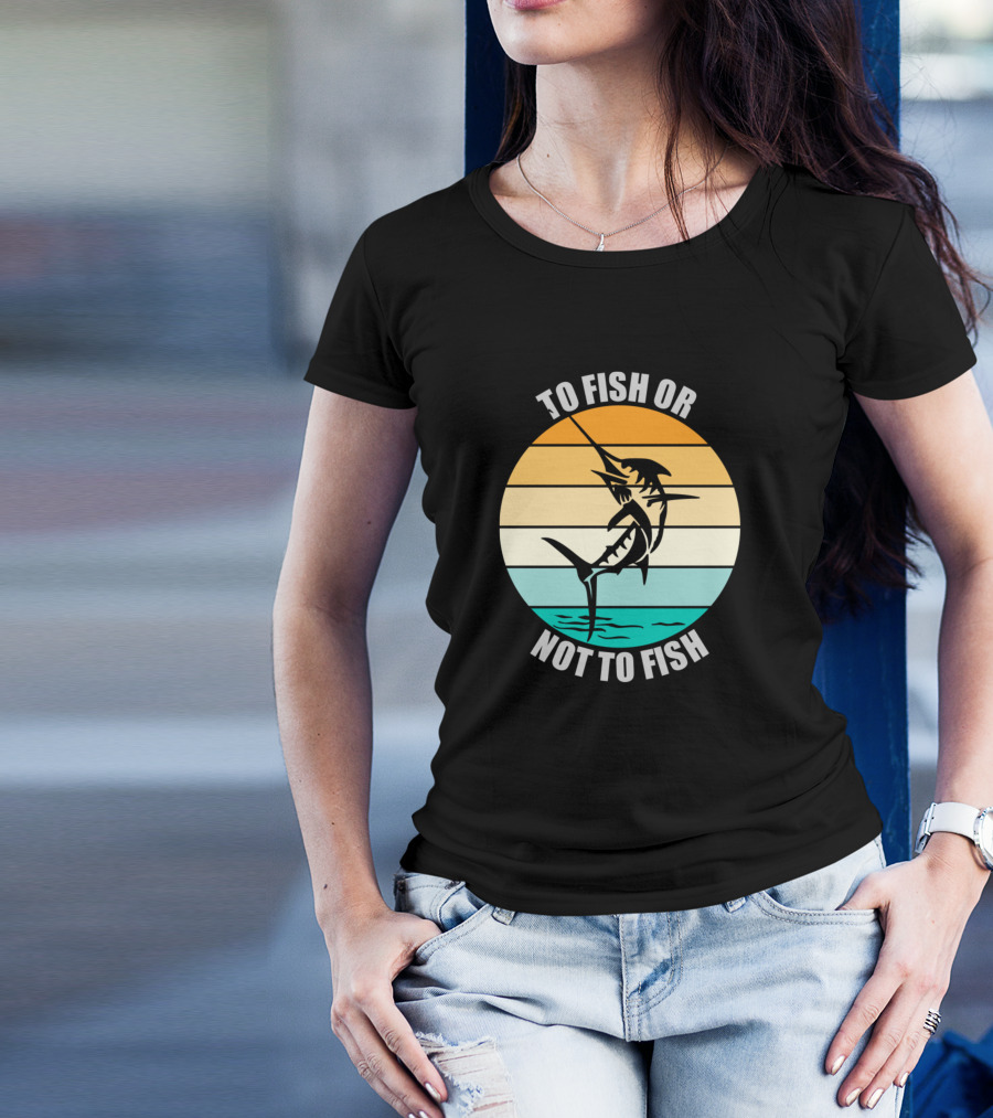 To Fish Or Not To Fish Retro Sunset Marlin Jumping T-Shirt