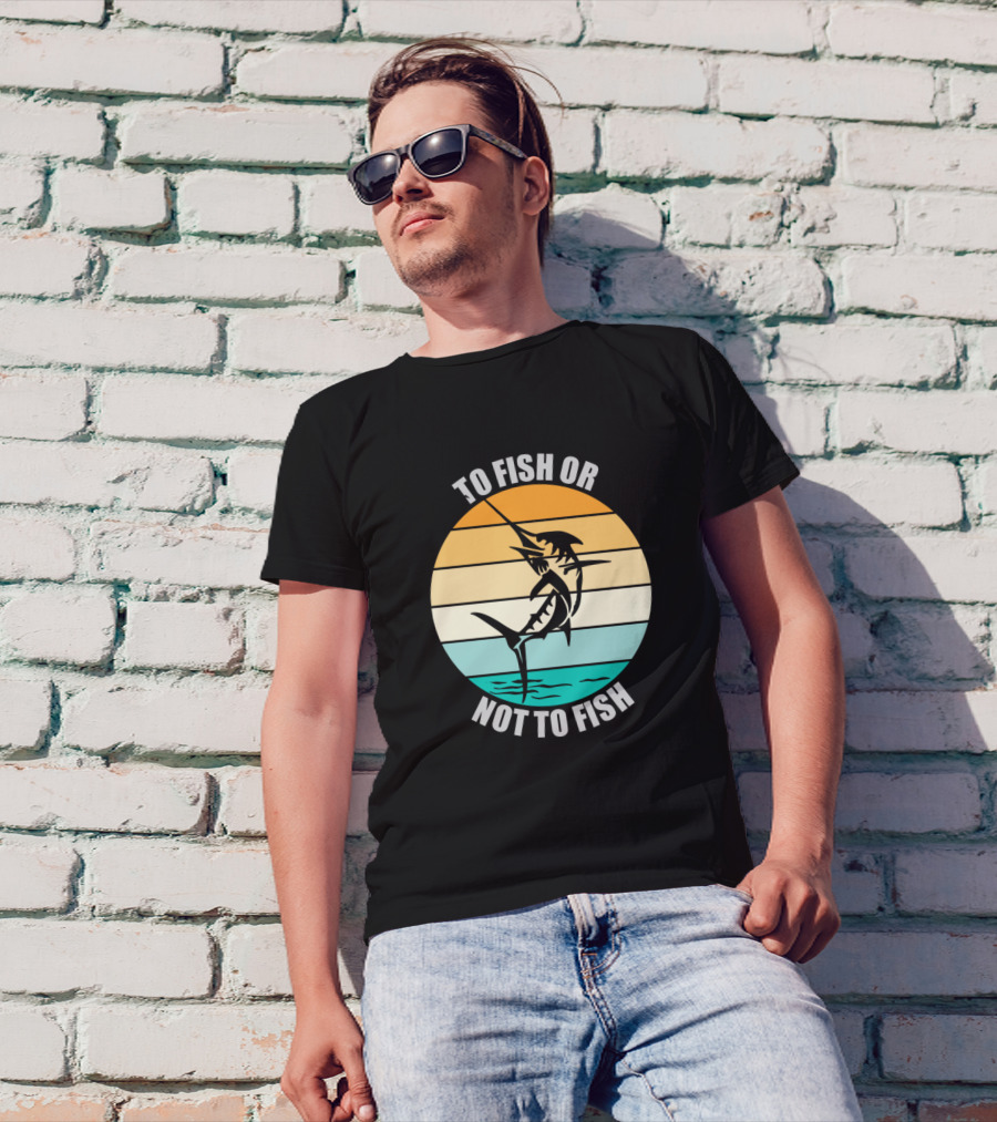 To Fish Or Not To Fish Retro Sunset Marlin Jumping T-Shirt