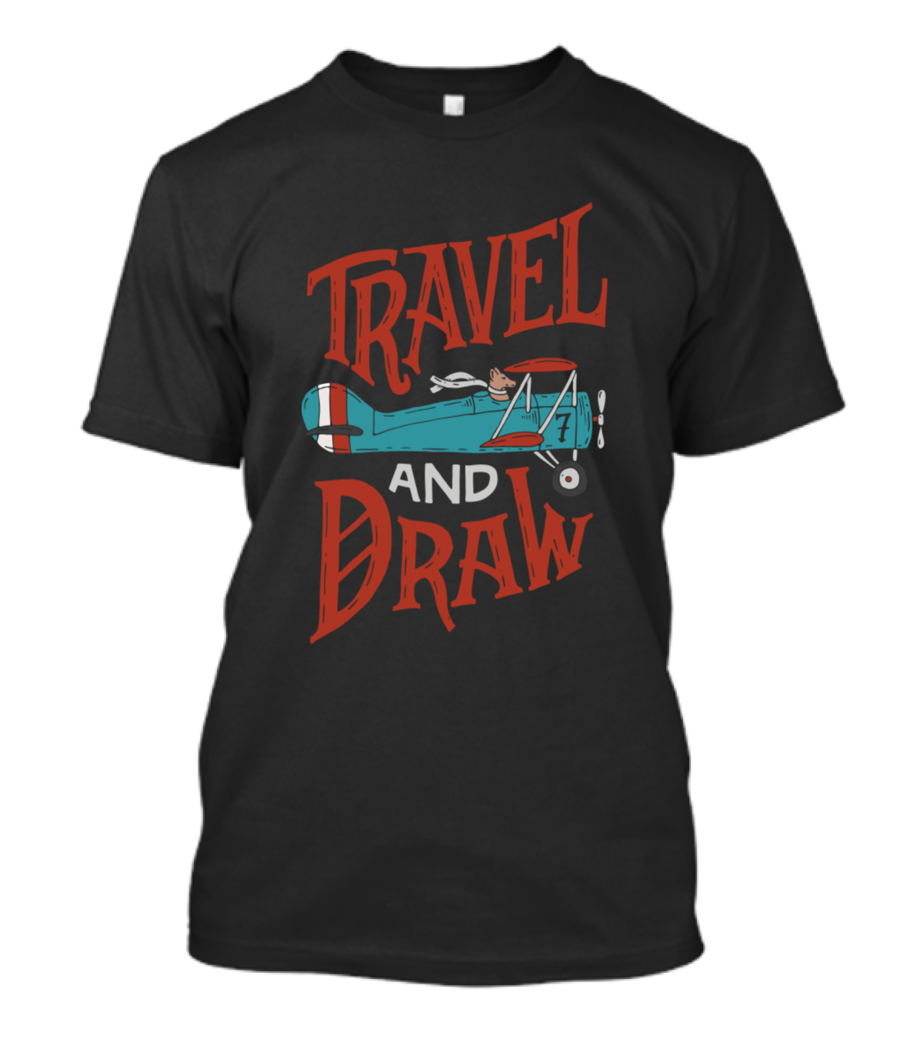TRAVEL AND DRAW With Vintage Airplane T-Shirt