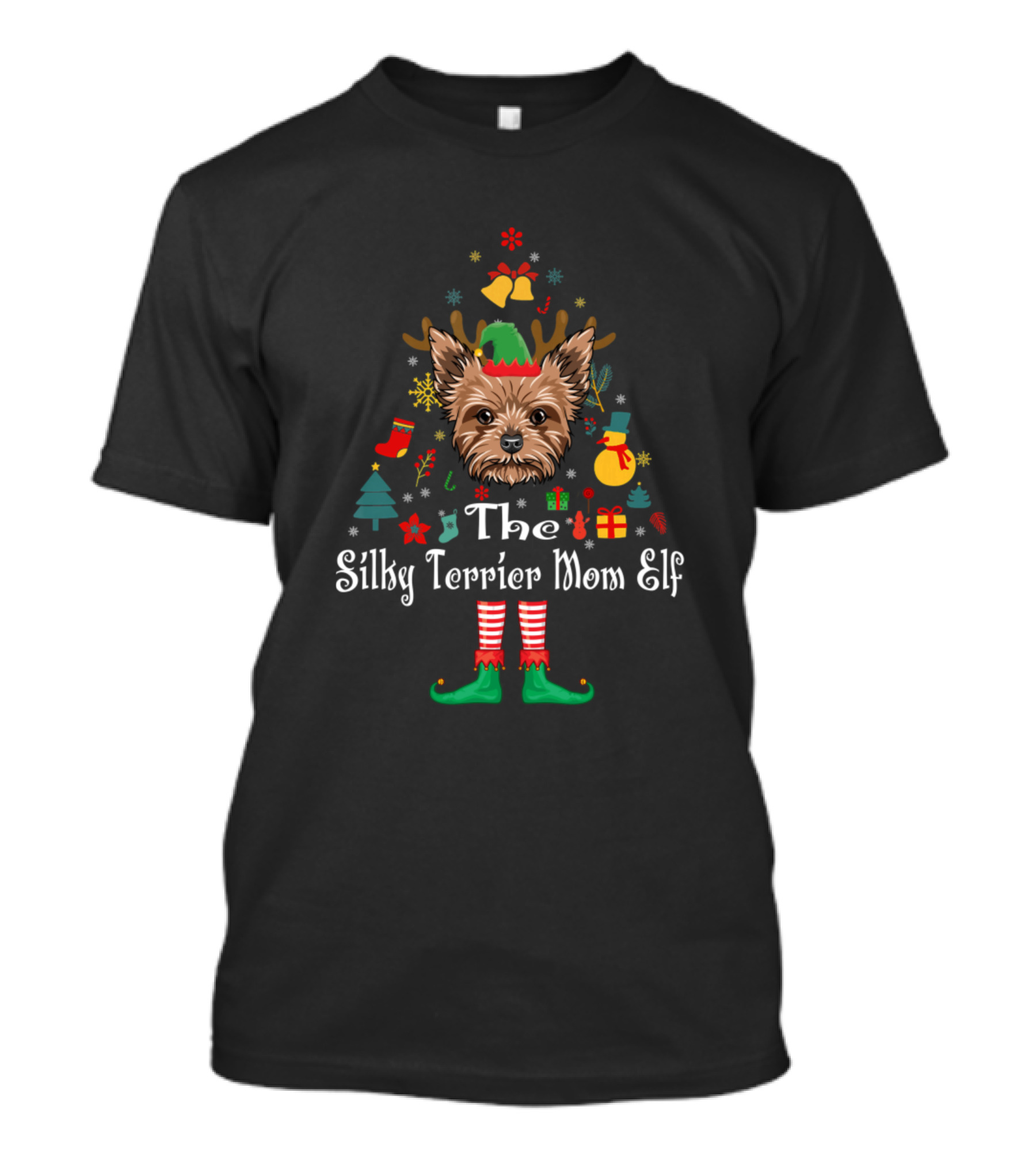 The Silky Terrier Mom Elf Christmas Decorations Holiday Spirit T-Shirt