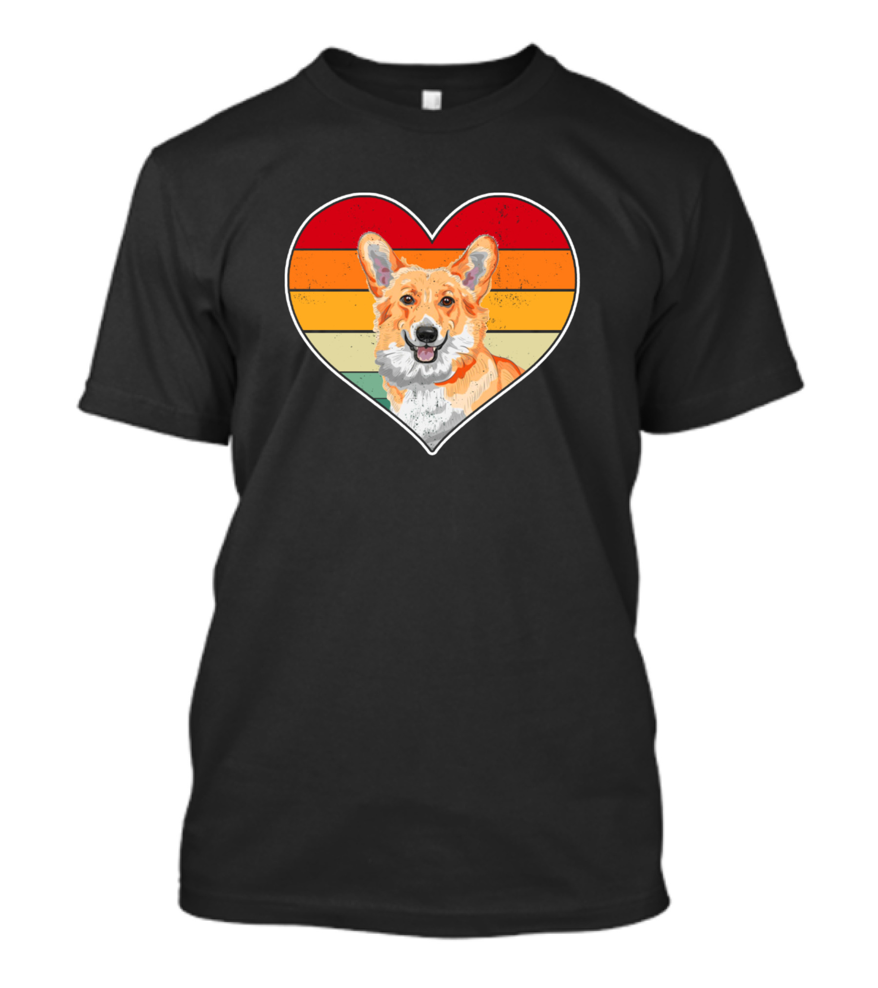 Vintage Heart Corgi Dog Lover Valentine Retro Stripes T-Shirt