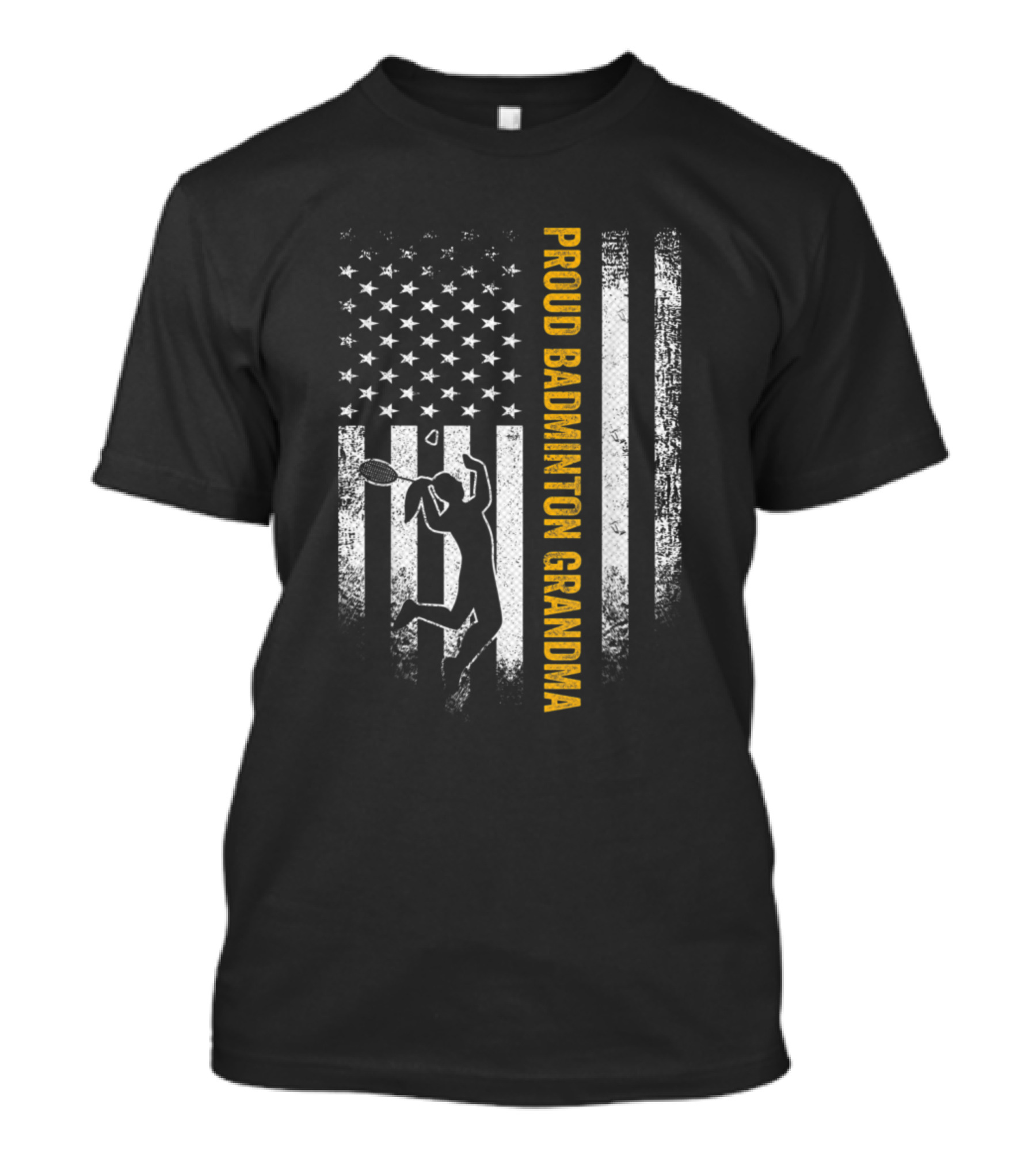 Proud Badminton Grandma Vintage USA American Flag T-Shirt