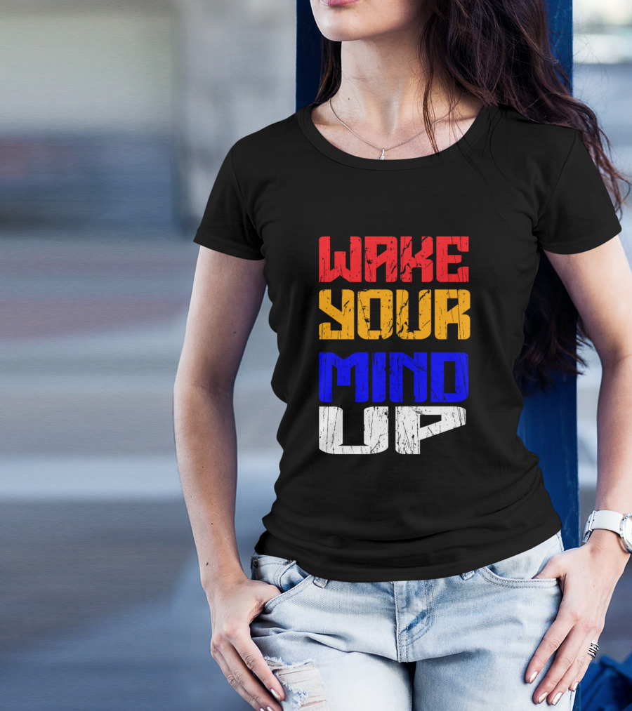 Wake Your Mind Up Color Block T-Shirt