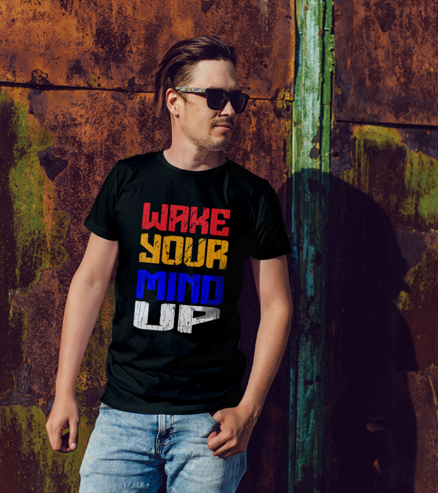 Wake Your Mind Up Color Block T-Shirt