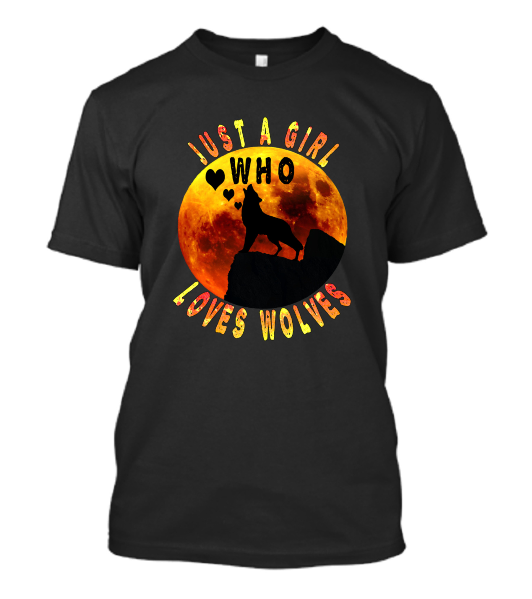 Just A Girl Who Loves Wolves Moon Wild Life T-Shirt
