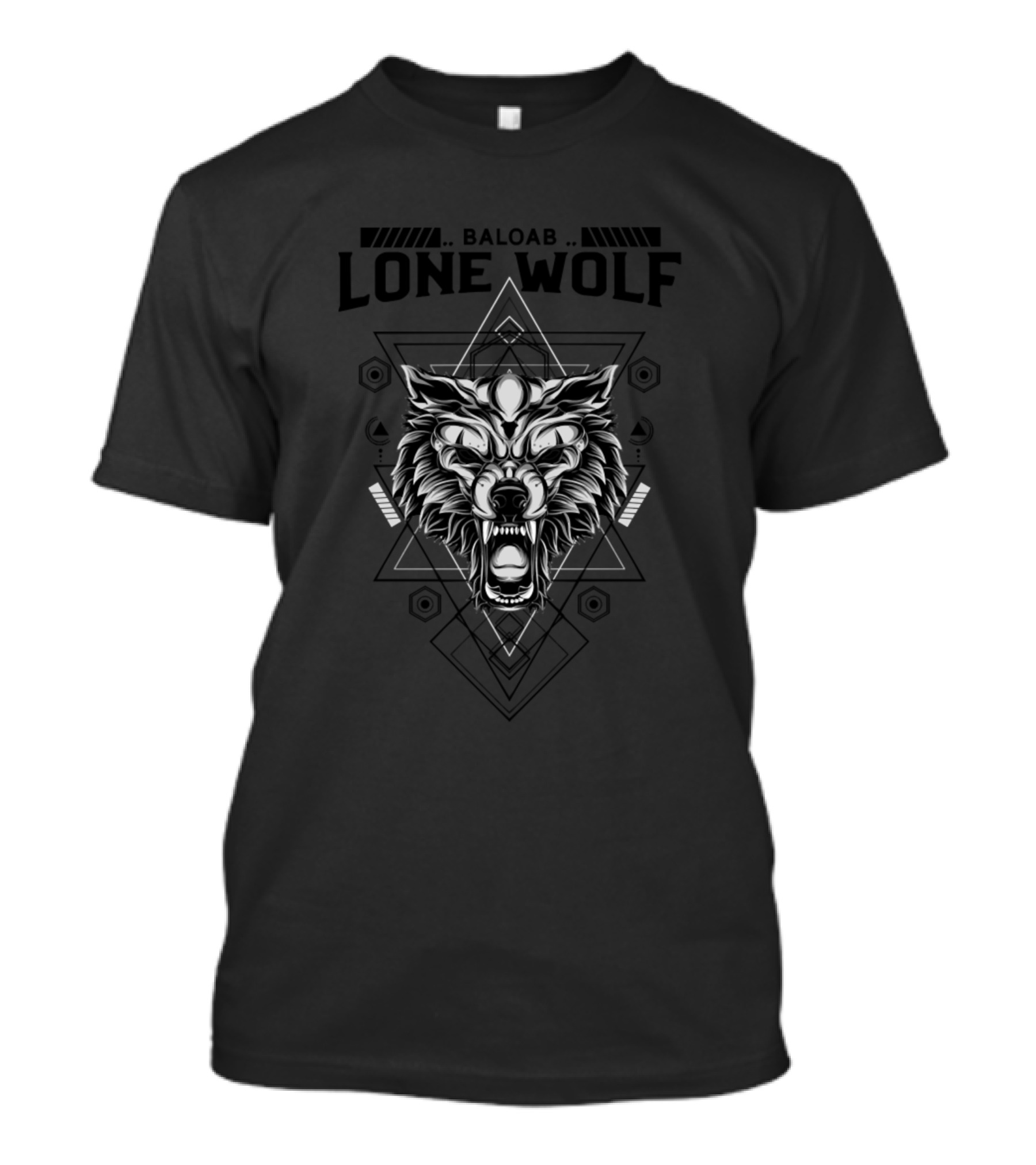 Baloab Lone Wolf Wild Life Geometric Design Pink T-Shirt