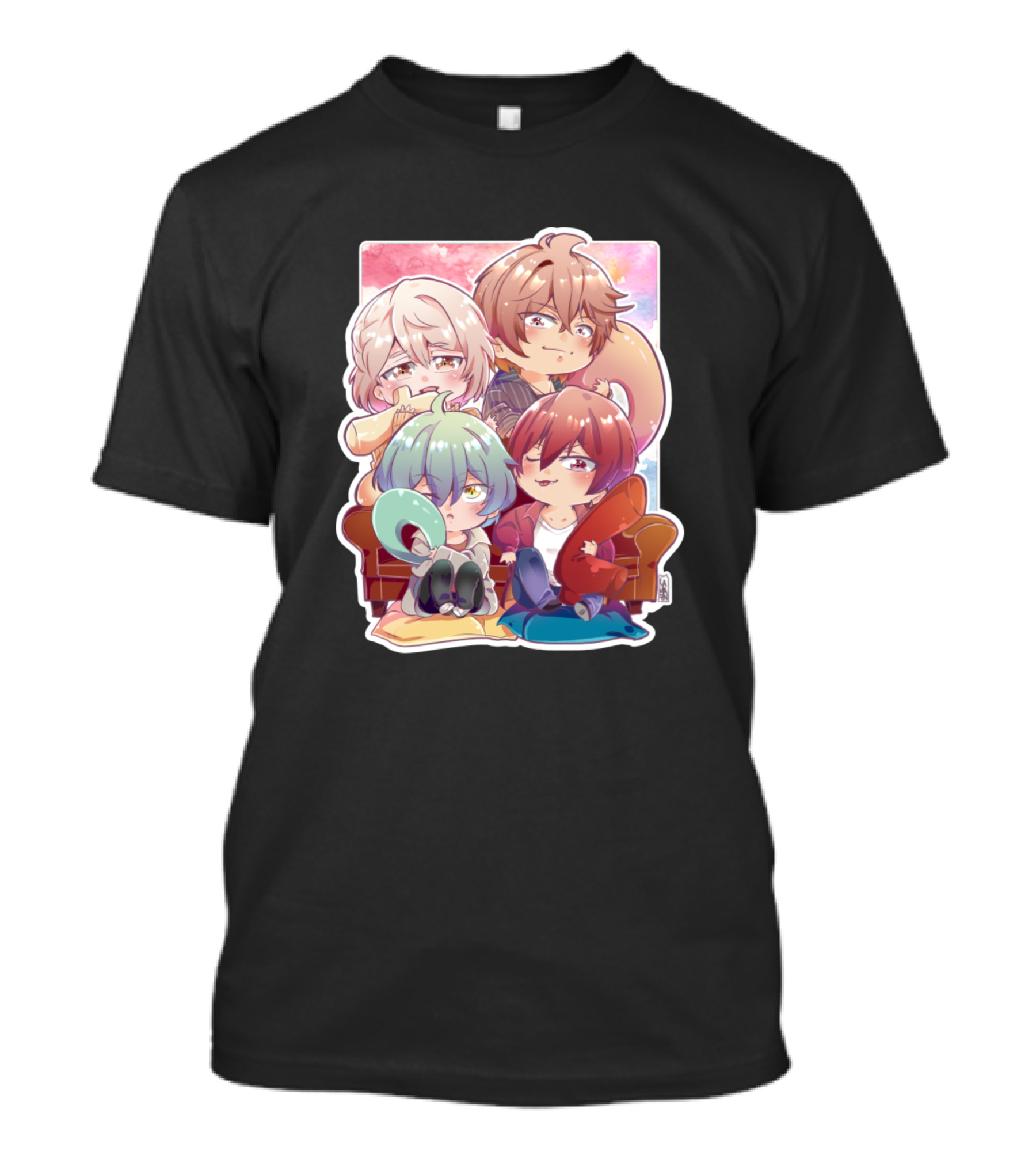 Genshin Impact Anime Style Group Character Portrait Chibi Fan T-Shirt
