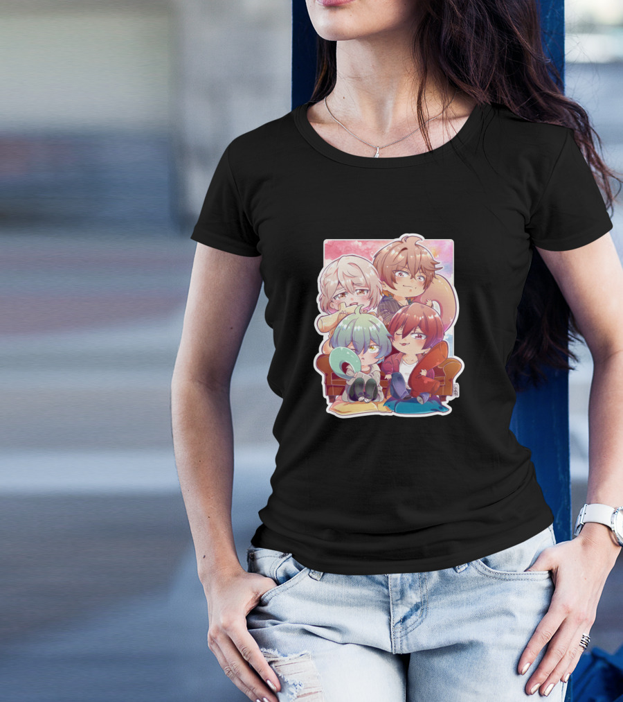 Genshin Impact Anime Style Group Character Portrait Chibi Fan T-Shirt