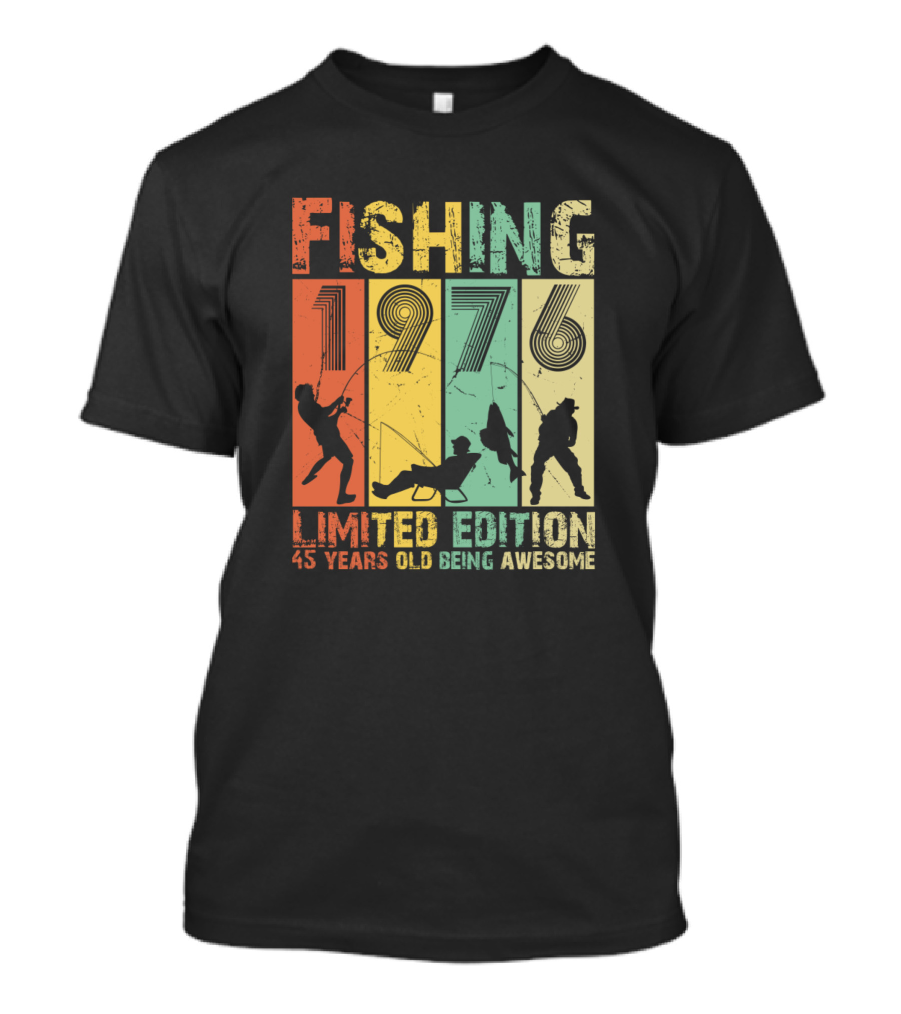 Fishing 1976 45 Years Old Being Awesome Vintage T-Shirt