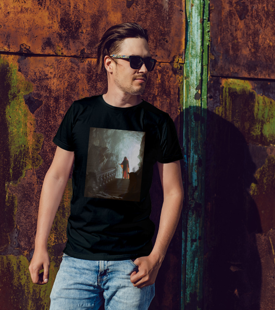 A Place That He Used To Know Mysterious Cave Stairway With Hooded Figure T-Shirt