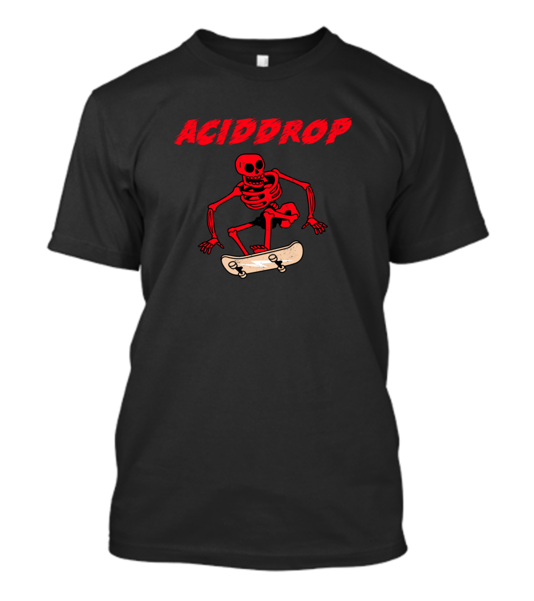 ACIDDROP Red Cartoon Skeleton Skater T-Shirt