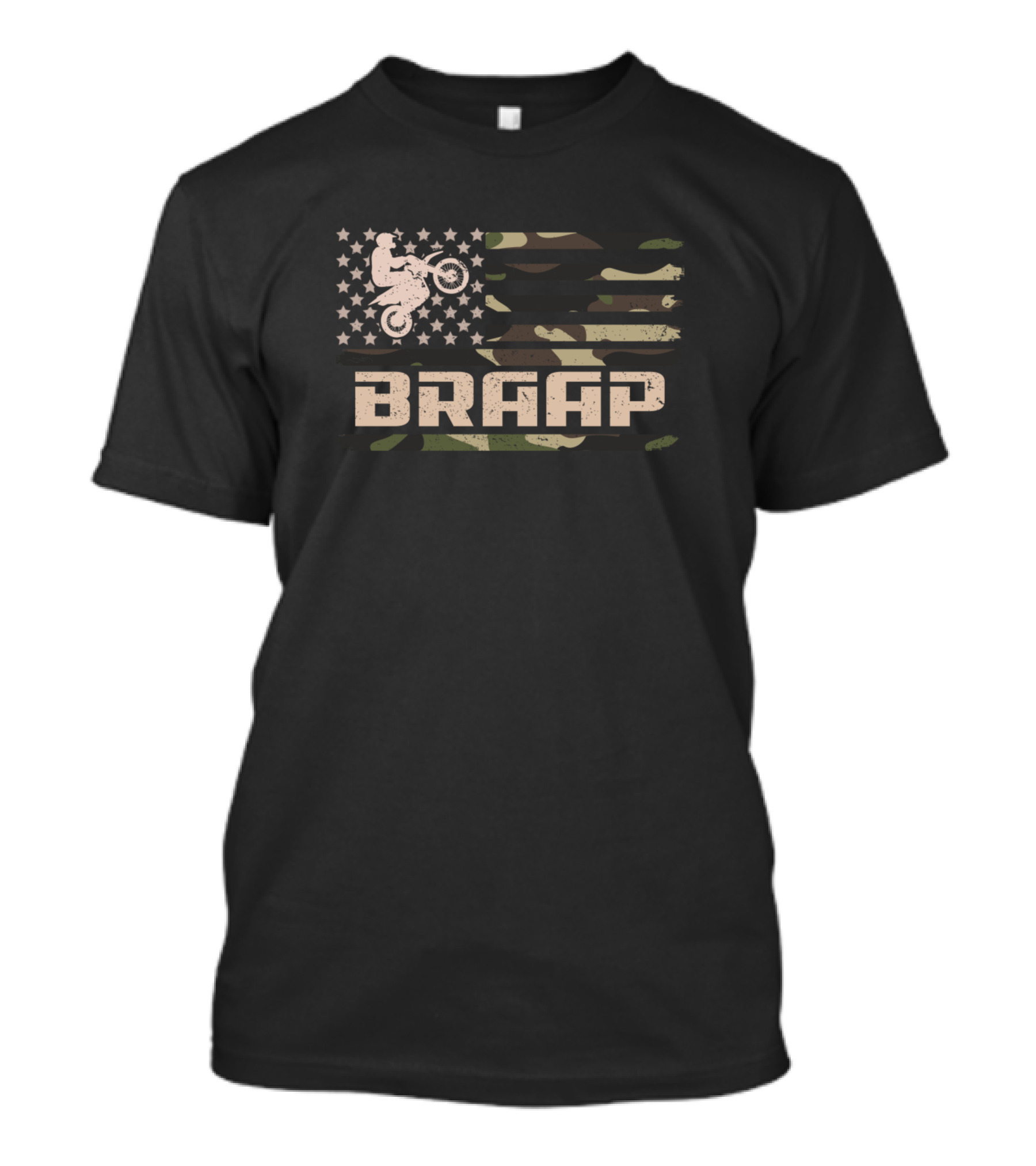 Braap American Dirt Bike Camo Flag T-Shirt