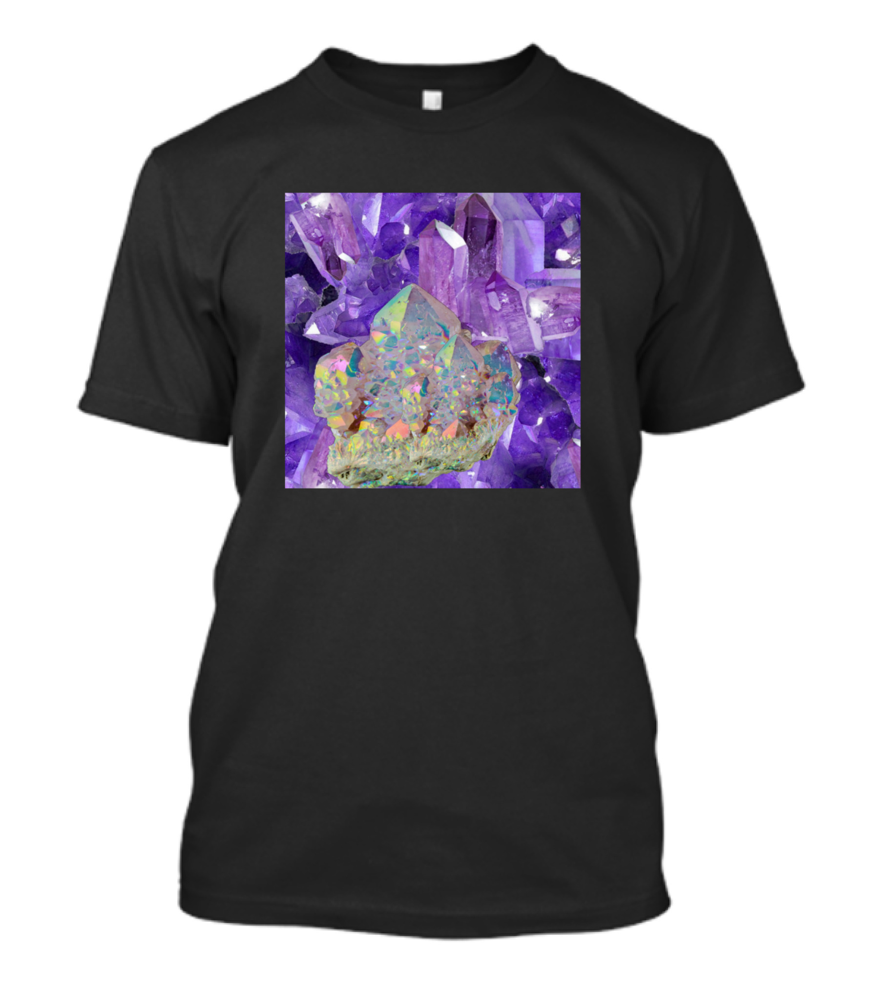 Amethyst Crystals Holographic Gemstone Aura T-Shirt