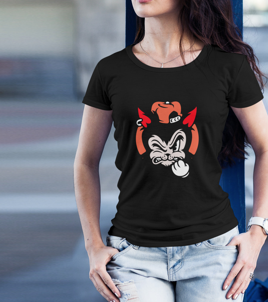Angry Old School Skater Cat Hat Grumpy Hand Gesture T-Shirt