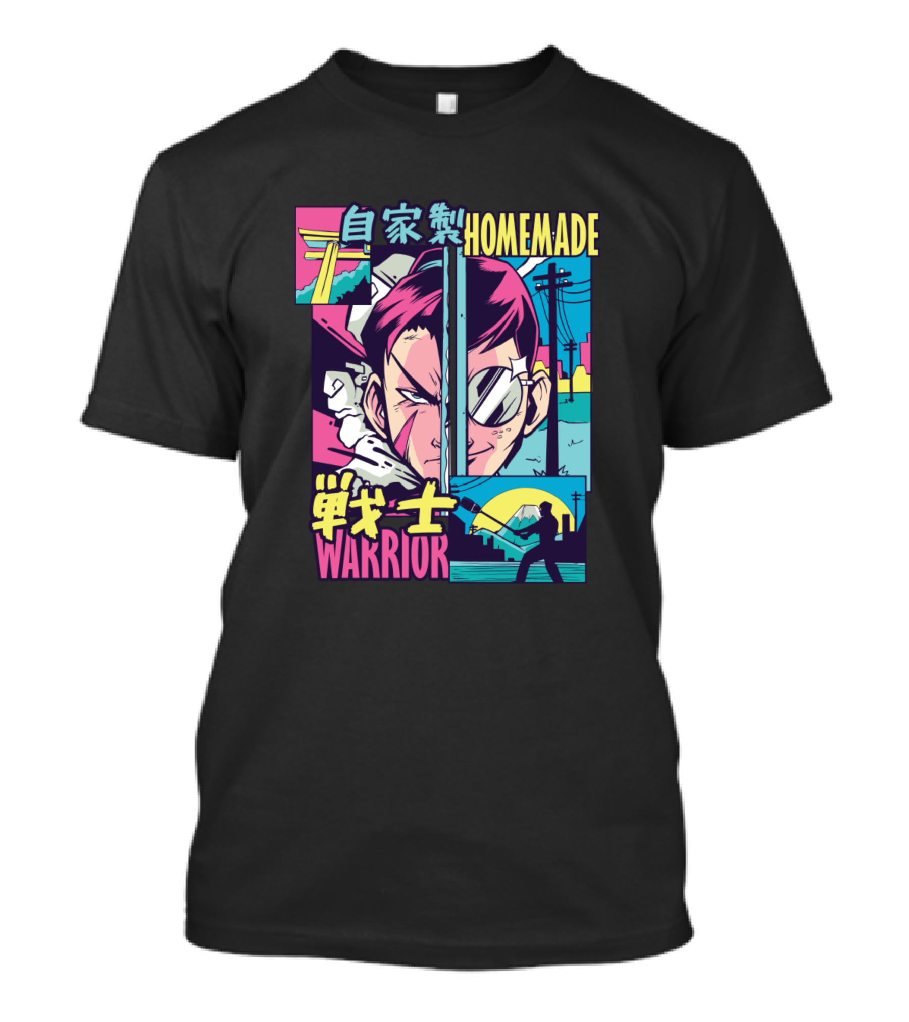 Homemade Vaporwave Anime Warrior Comic T-Shirt