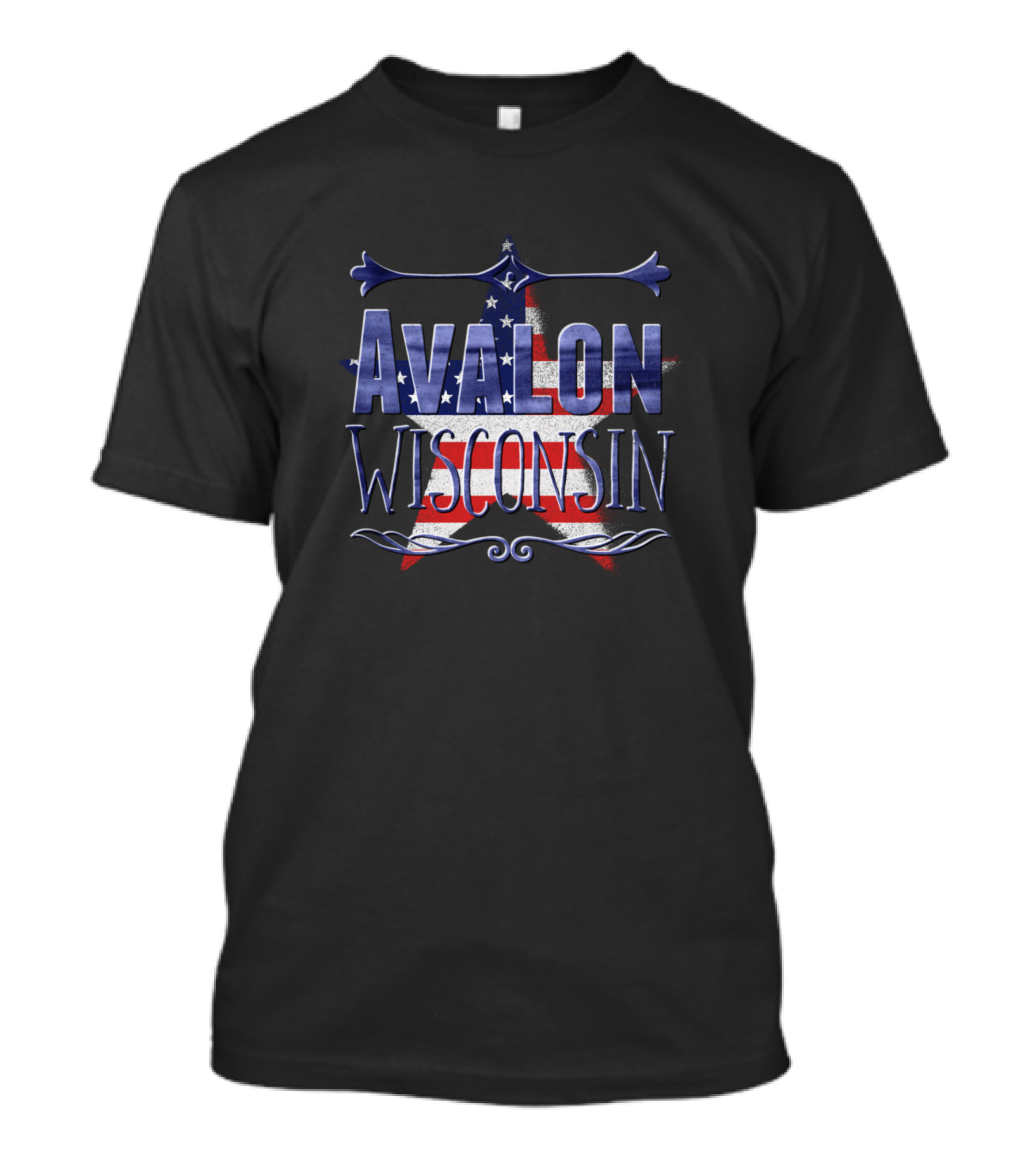 Avalon Wisconsin American Flag Star T-Shirt