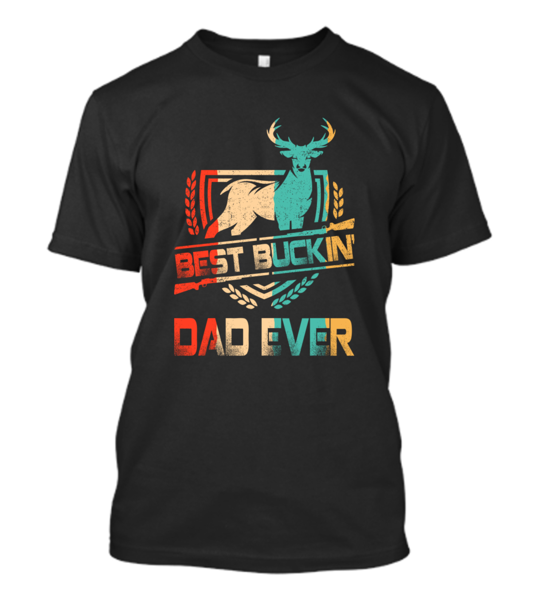 Best Buckin Dad Ever Deer Antlers Vintage T-Shirt