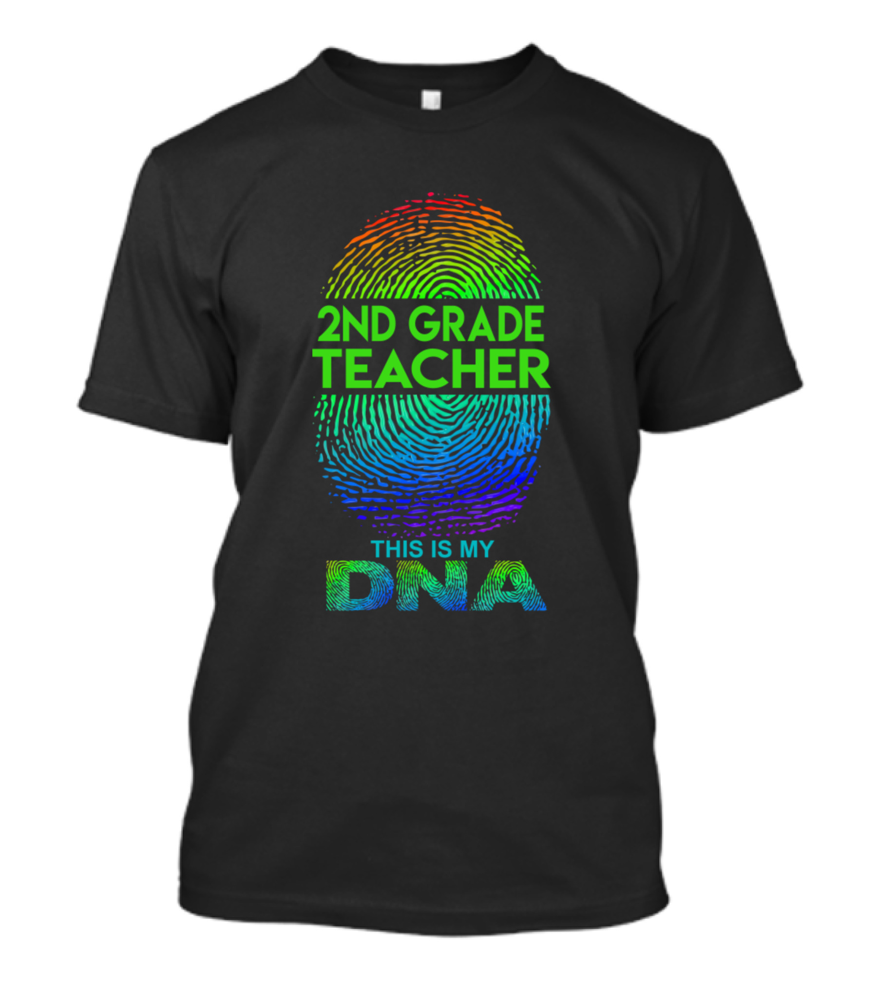 2Nd Grade Teacher This Is My DNA Fingerprint Rainbow T-Shirt