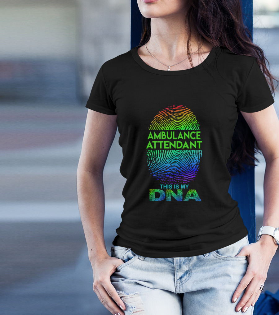 Ambulance Attendant This Is My DNA Fingerprint Rainbow T-Shirt