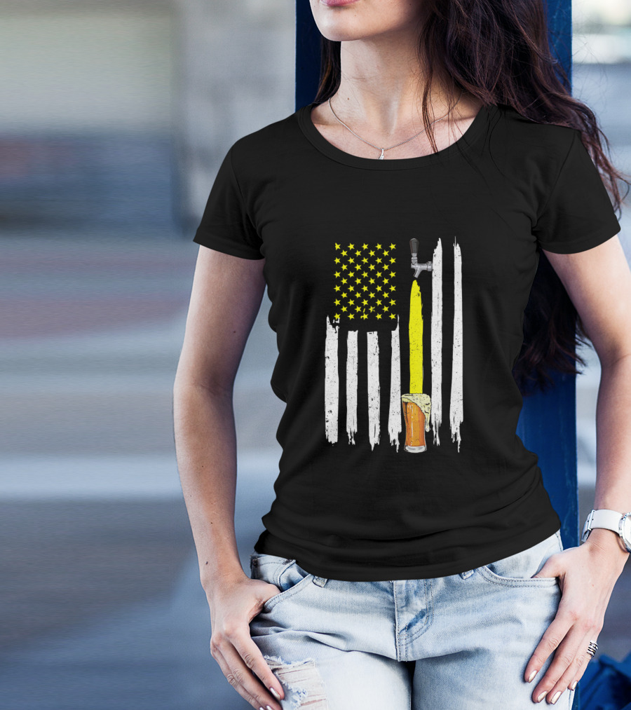 American Flag Beer Tap USA T-Shirt
