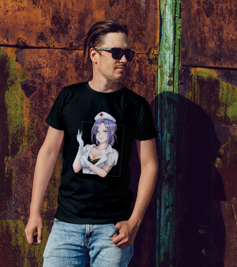Anime Nurse Purple Hair Gloves T-Shirt