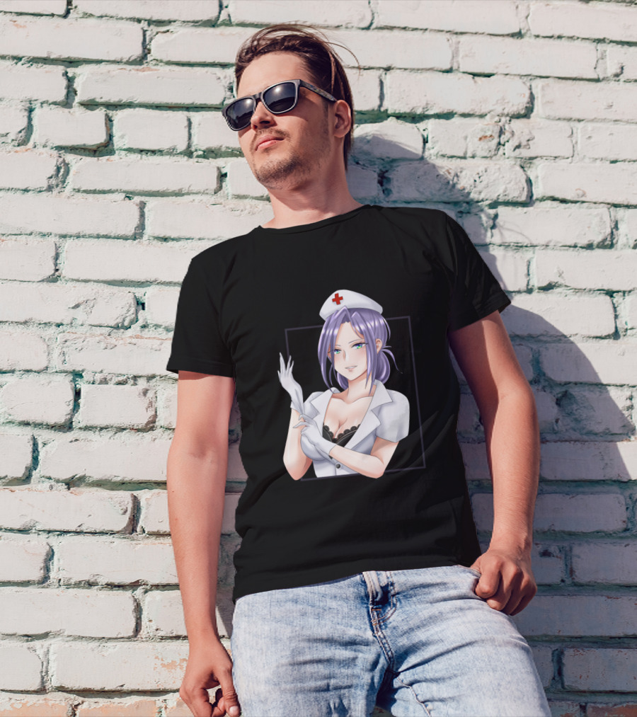Anime Nurse Purple Hair Gloves T-Shirt