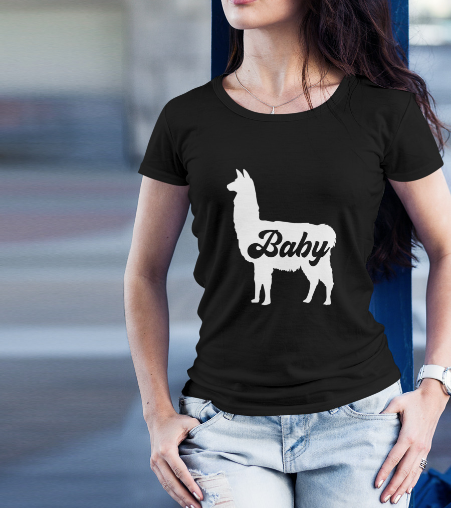 Baby Llama Silhouette R Family Love T-Shirt