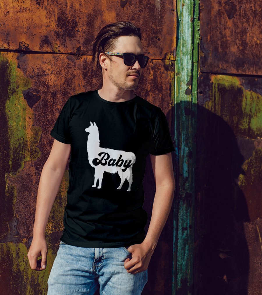 Baby Llama Silhouette R Family Love T-Shirt
