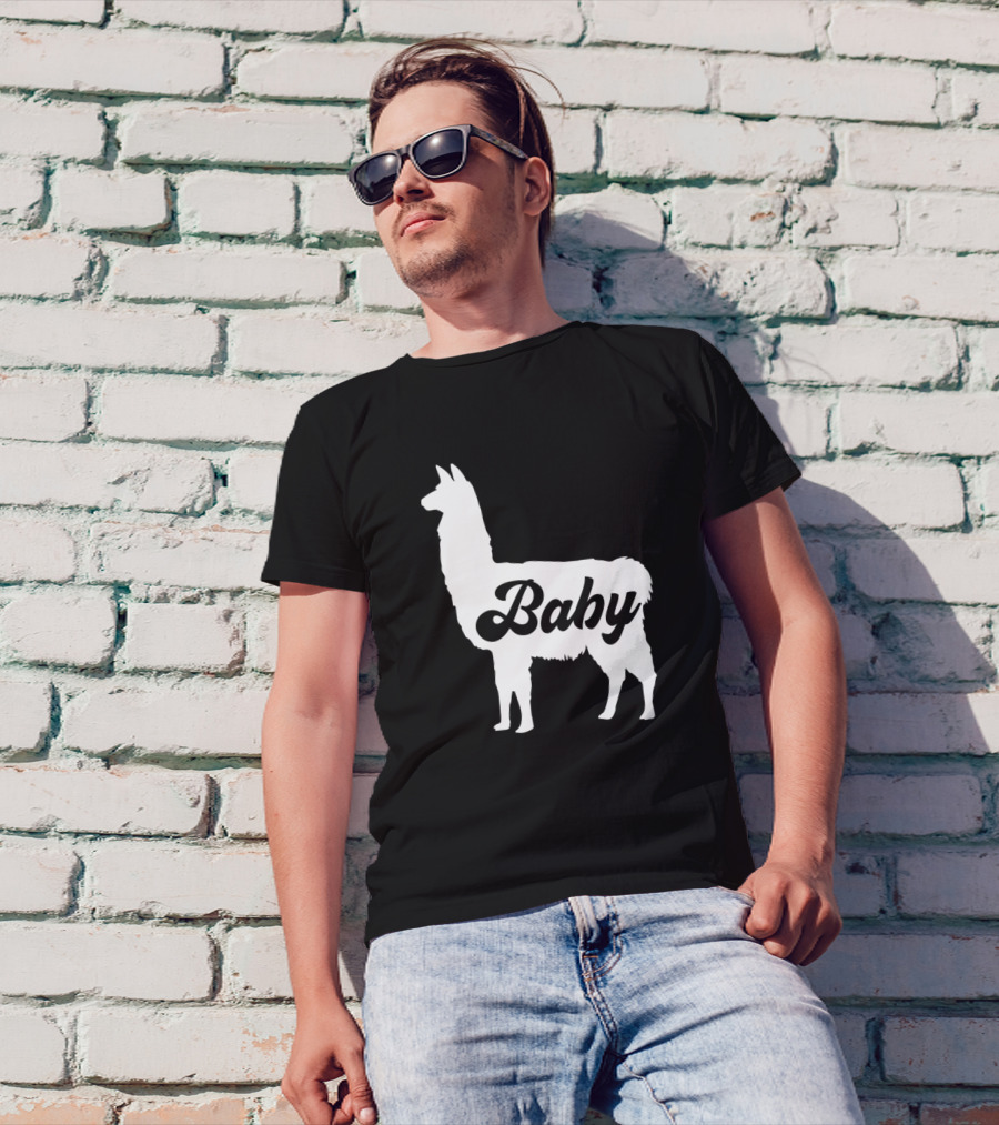 Baby Llama Silhouette R Family Love T-Shirt