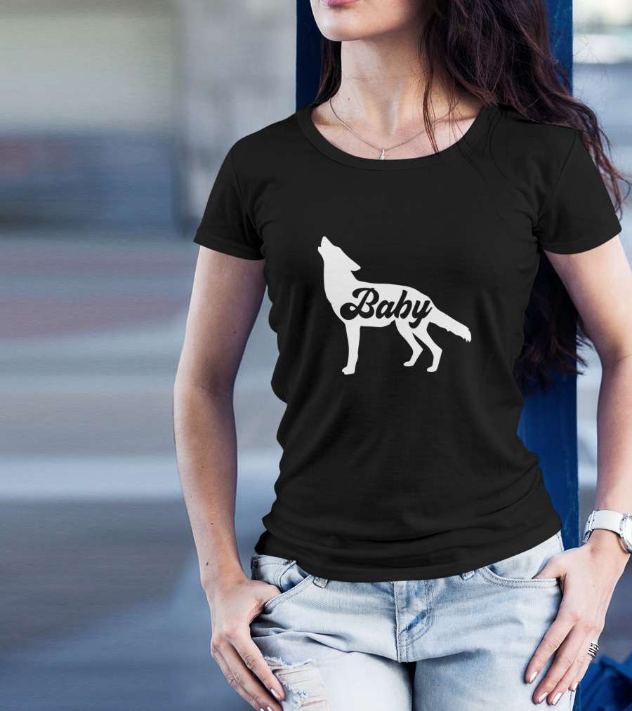 Baby Wolf Silhouette Howling R Family Love T-Shirt